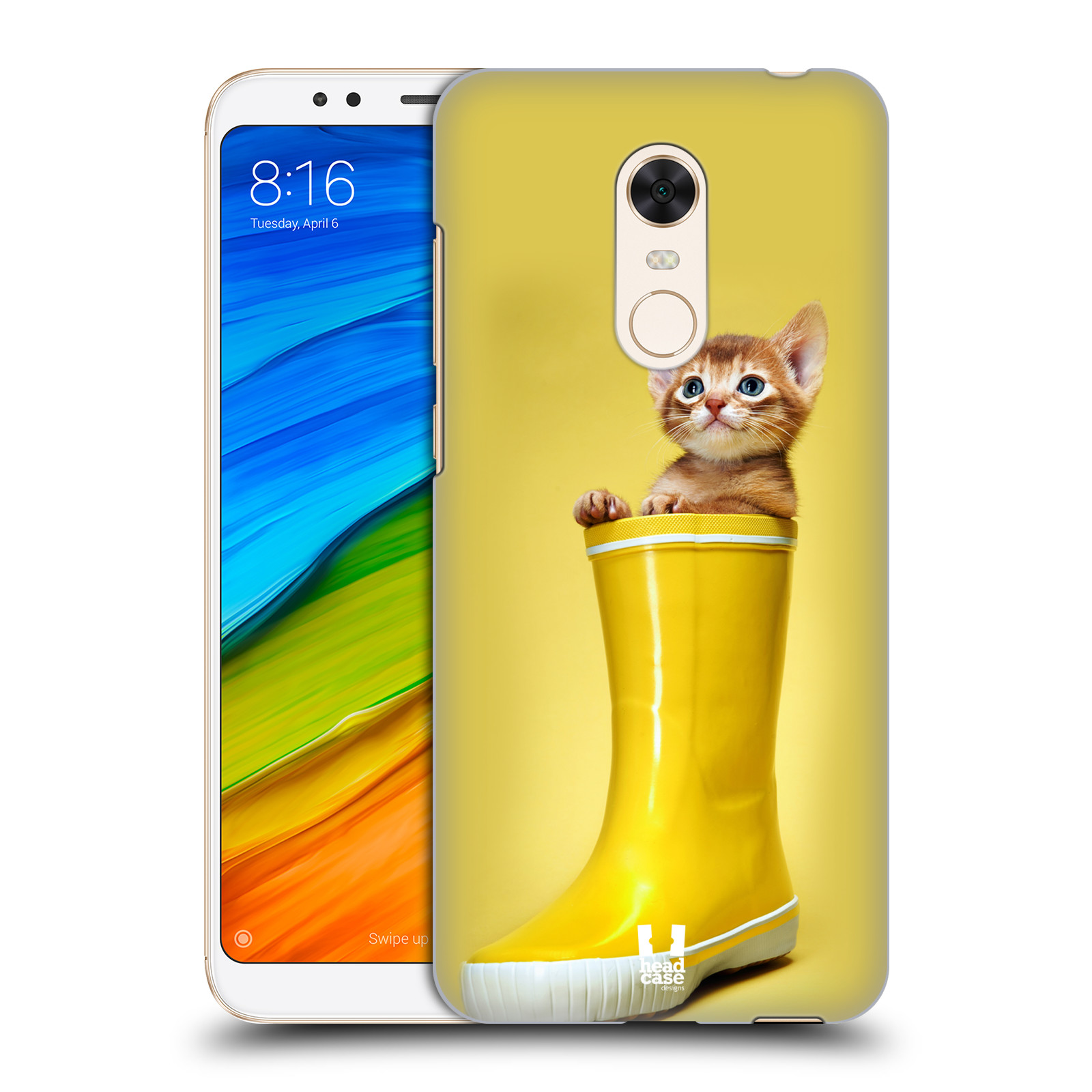 HEAD CASE plastový obal na mobil Xiaomi Redmi 5 PLUS vzor Legrační zvířátka kotě v botě žlutá