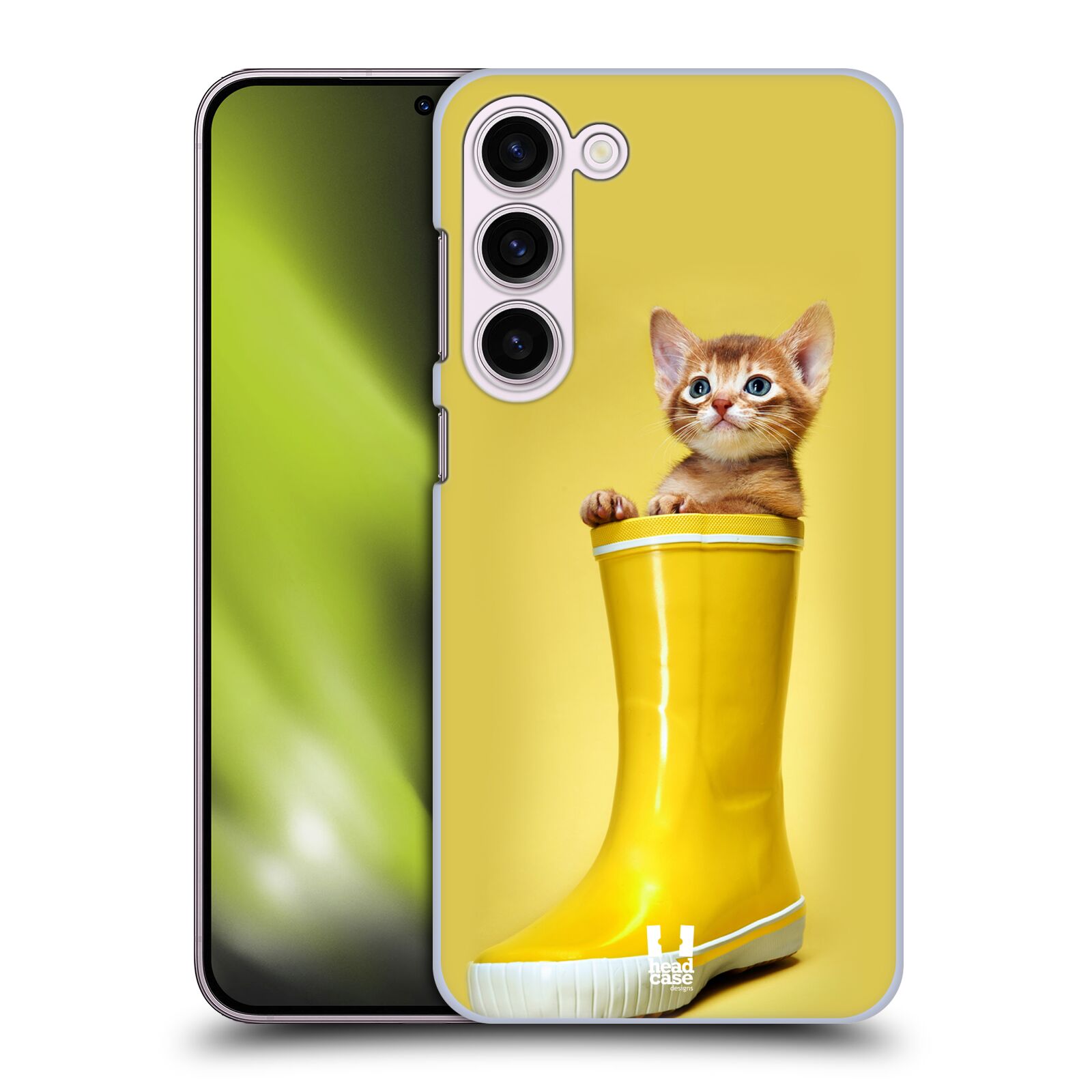 Plastový obal HEAD CASE na mobil Samsung Galaxy S23+ vzor Legrační zvířátka kotě v botě žlutá