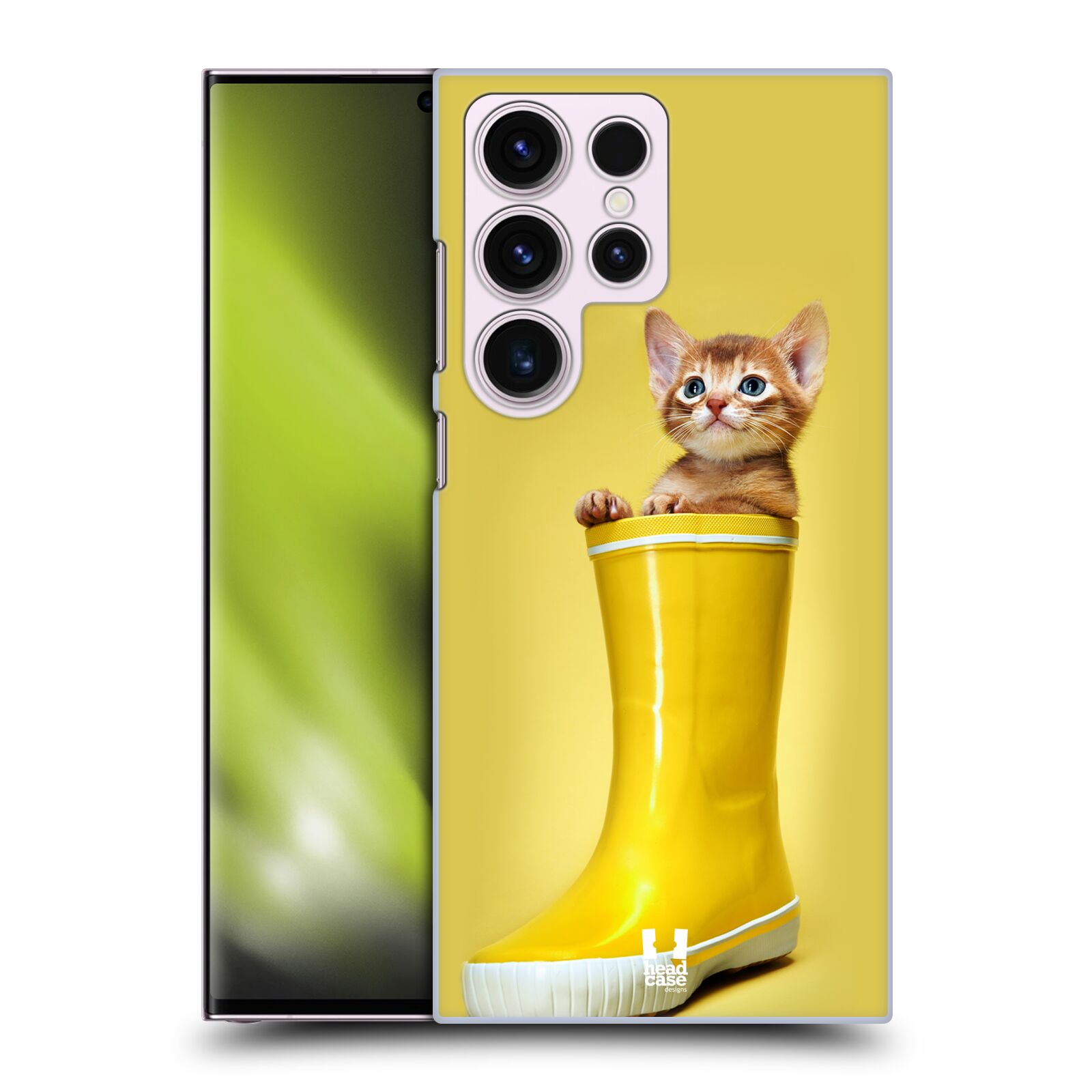 Plastový obal HEAD CASE na mobil Samsung Galaxy S23 ULTRA vzor Legrační zvířátka kotě v botě žlutá