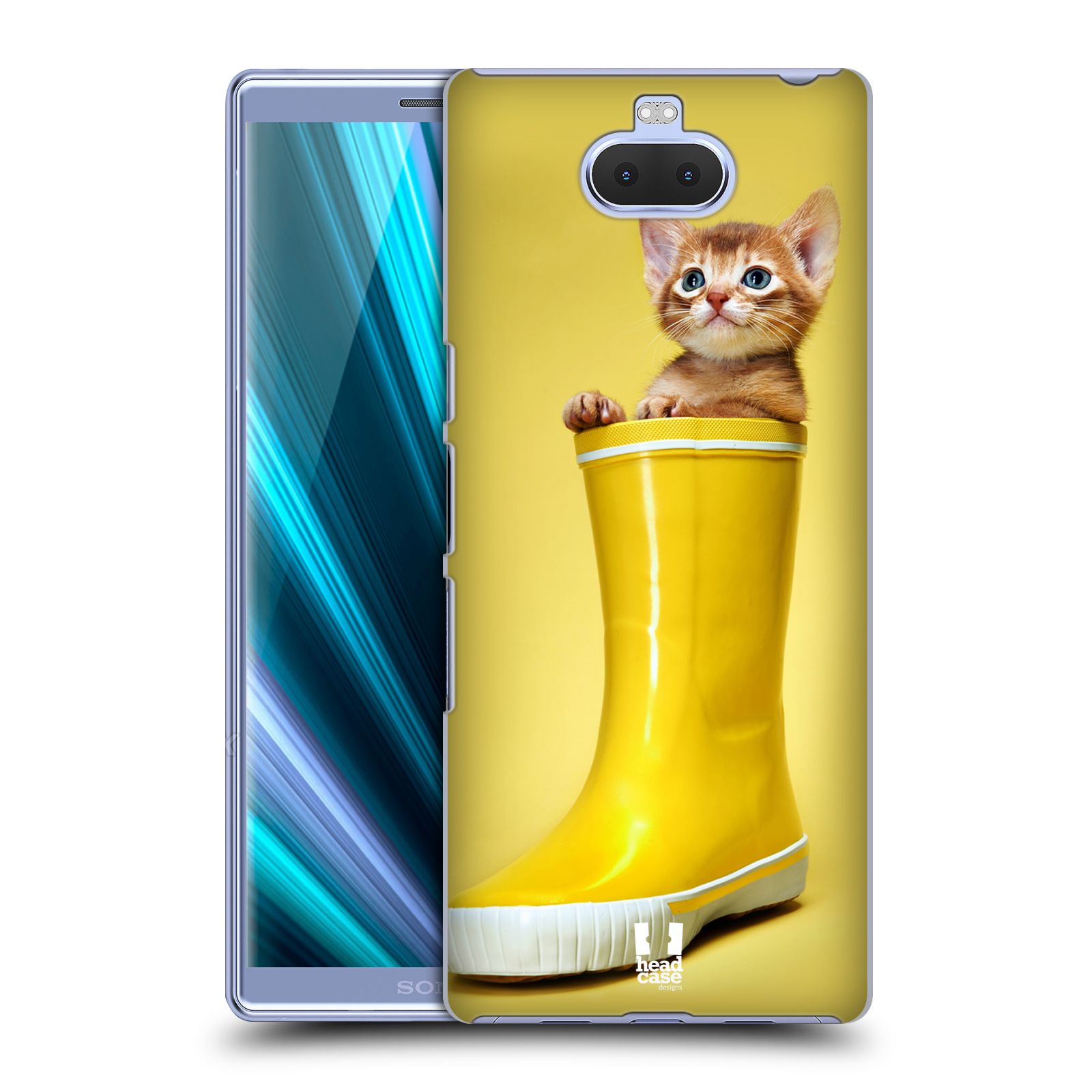 Pouzdro na mobil Sony Xperia 10 - Head Case - vzor Legrační zvířátka kotě v botě žlutá