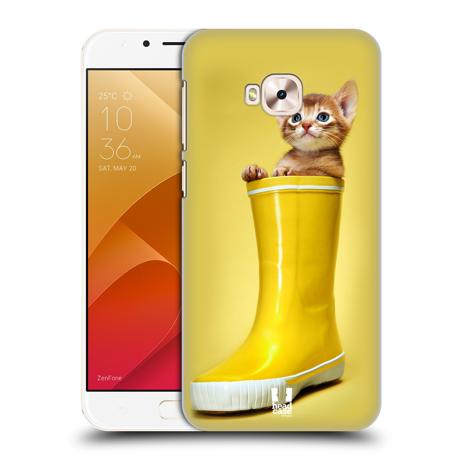 HEAD CASE plastový obal na mobil Asus Zenfone 4 Selfie Pro ZD552KL vzor Legrační zvířátka kotě v botě žlutá