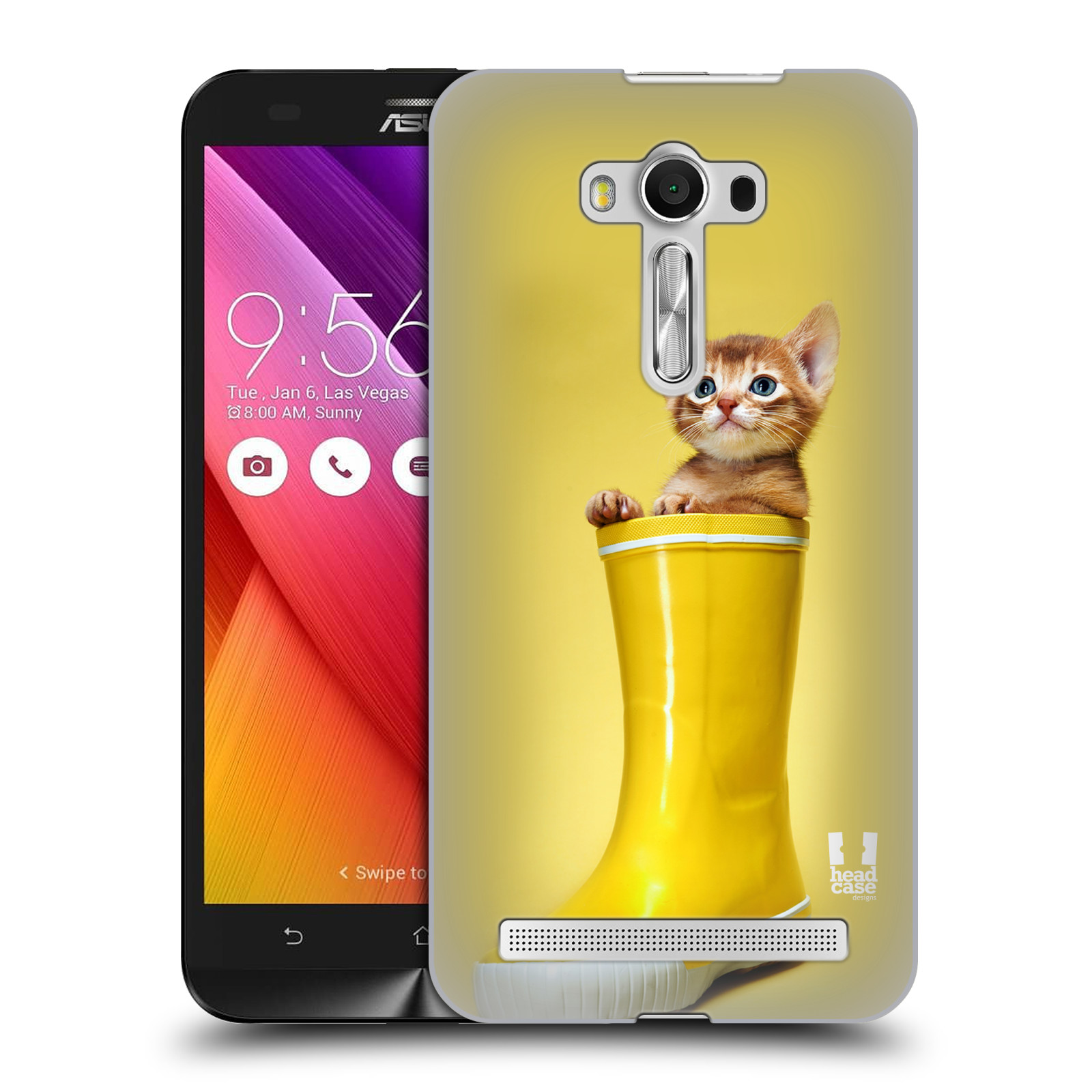 HEAD CASE plastový obal na mobil Asus Zenfone 2 LASER (5,5 displej ZE550KL) vzor Legrační zvířátka kotě v botě žlutá