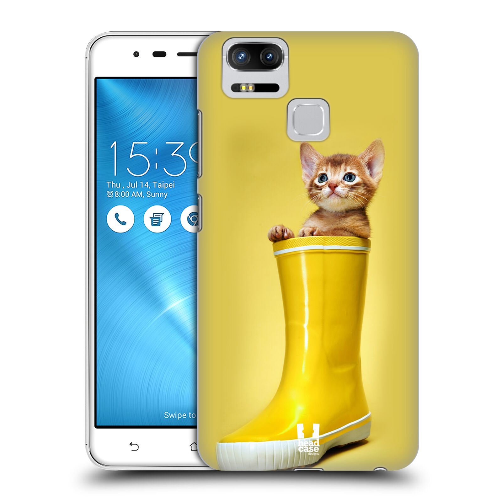 HEAD CASE plastový obal na mobil Asus Zenfone 3 Zoom ZE553KL vzor Legrační zvířátka kotě v botě žlutá