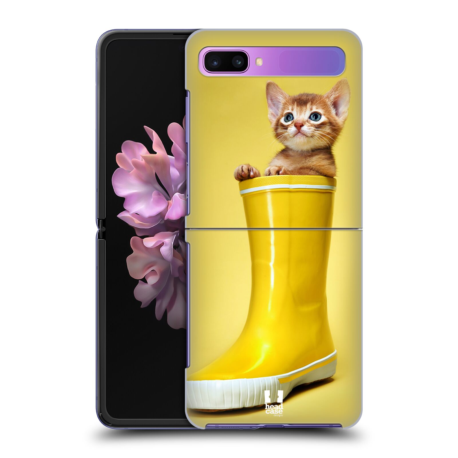 Zadní kryt na mobil Samsung Galaxy Z Flip vzor Legrační zvířátka kotě v botě žlutá
