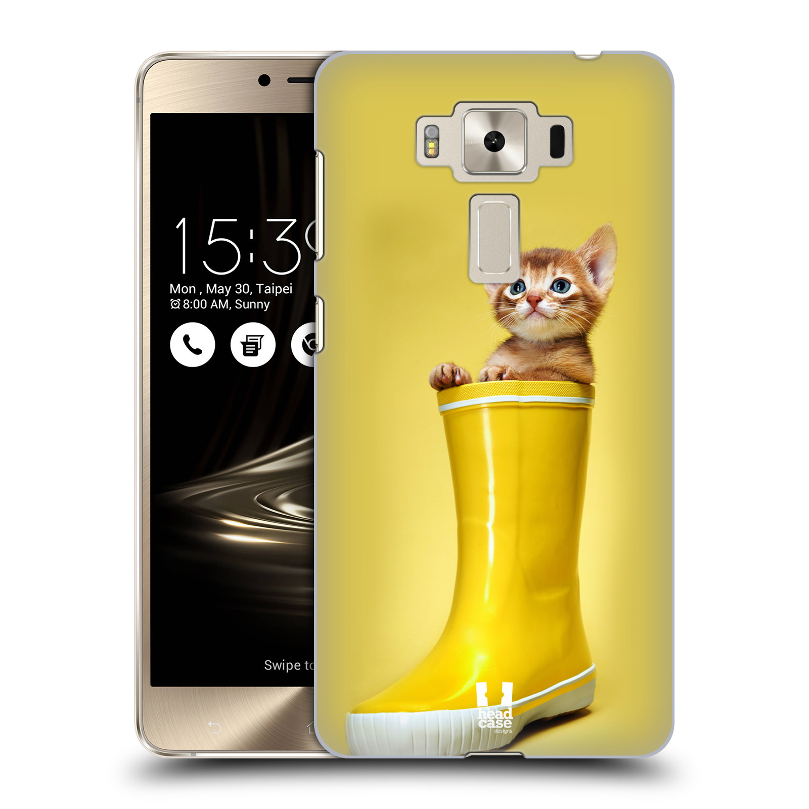 HEAD CASE plastový obal na mobil Asus Zenfone 3 DELUXE ZS550KL vzor Legrační zvířátka kotě v botě žlutá