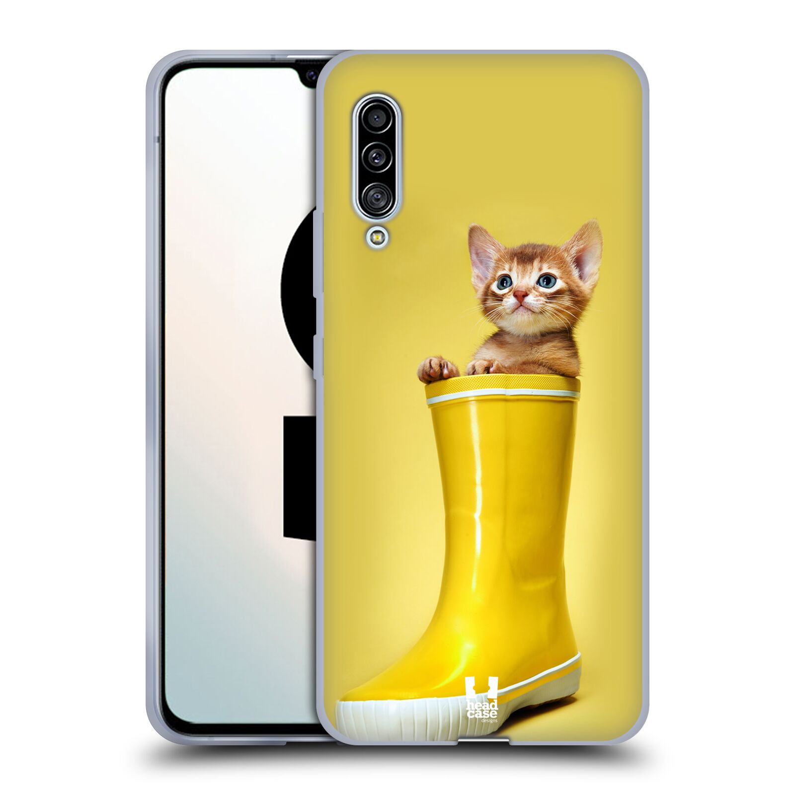 Plastový obal HEAD CASE na mobil Samsung Galaxy A90 5G vzor Legrační zvířátka kotě v botě žlutá