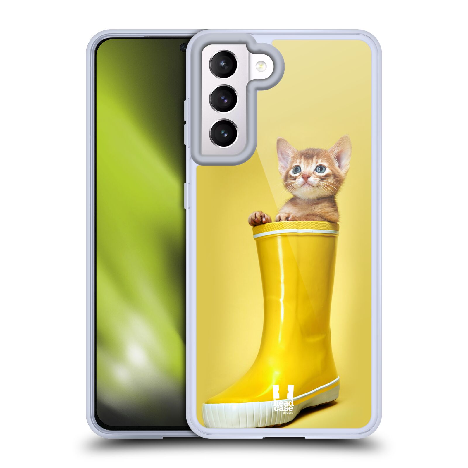 Plastový obal HEAD CASE na mobil Samsung Galaxy S21 5G vzor Legrační zvířátka kotě v botě žlutá