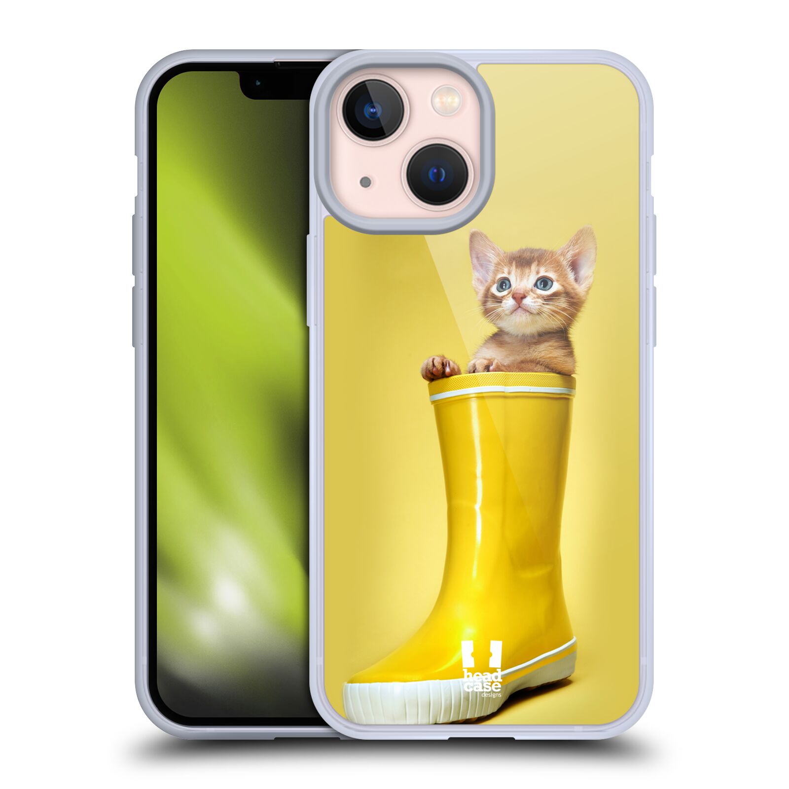 Plastový obal HEAD CASE na mobil Apple Iphone 13 MINI vzor Legrační zvířátka kotě v botě žlutá