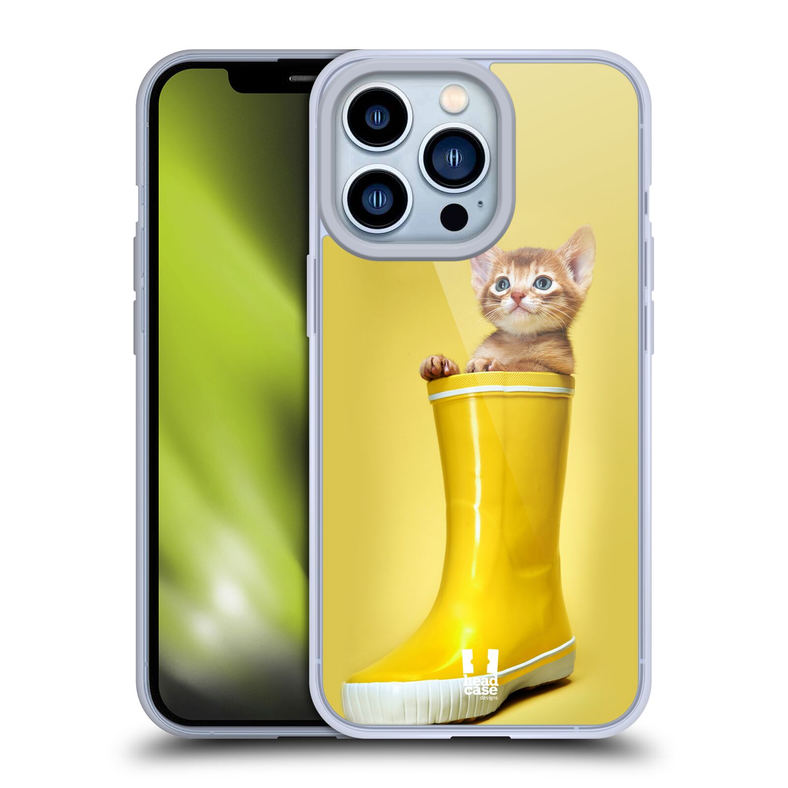 Plastový obal HEAD CASE na mobil Apple Iphone 13 PRO vzor Legrační zvířátka kotě v botě žlutá