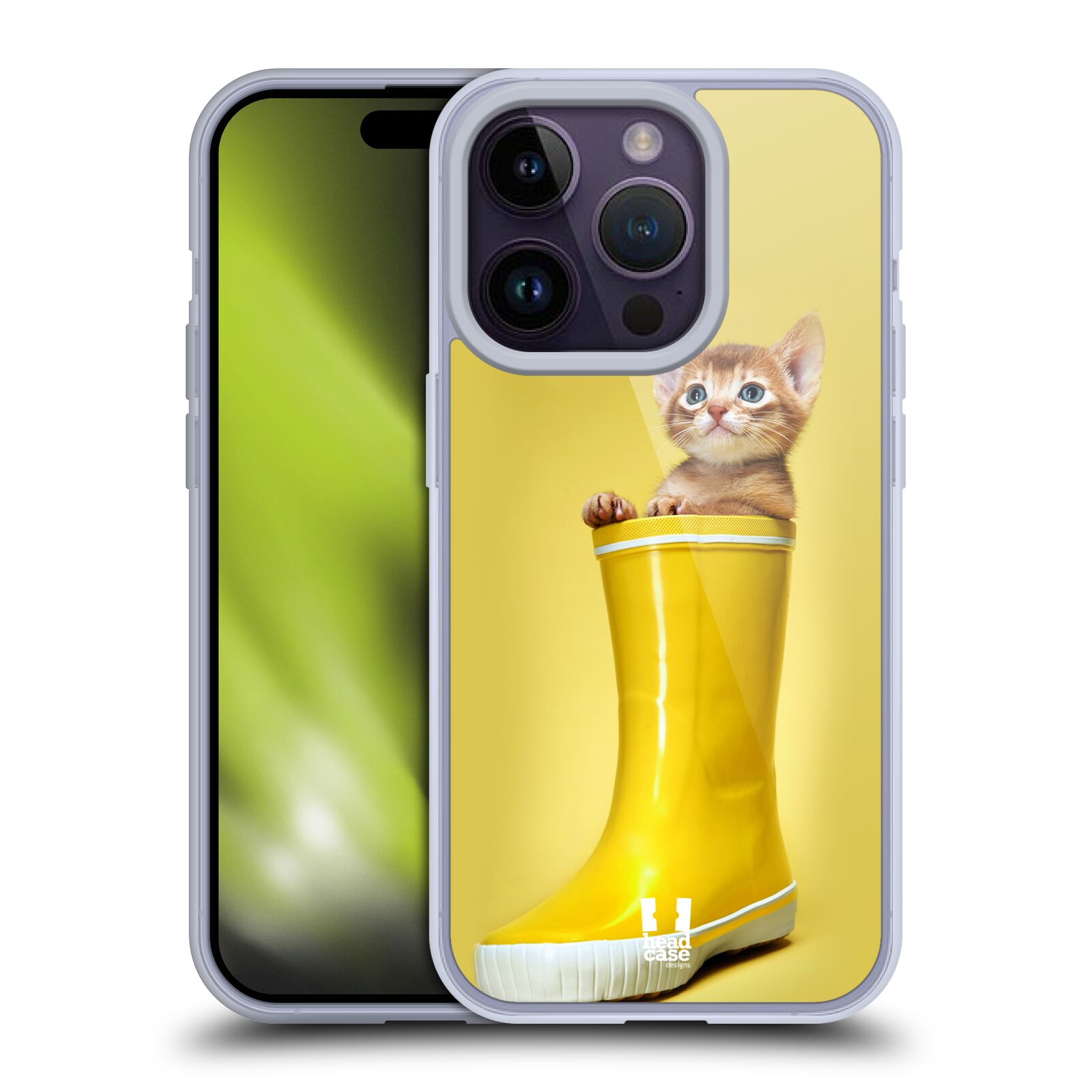 Plastový obal HEAD CASE na mobil Apple Iphone 14 PRO vzor Legrační zvířátka kotě v botě žlutá