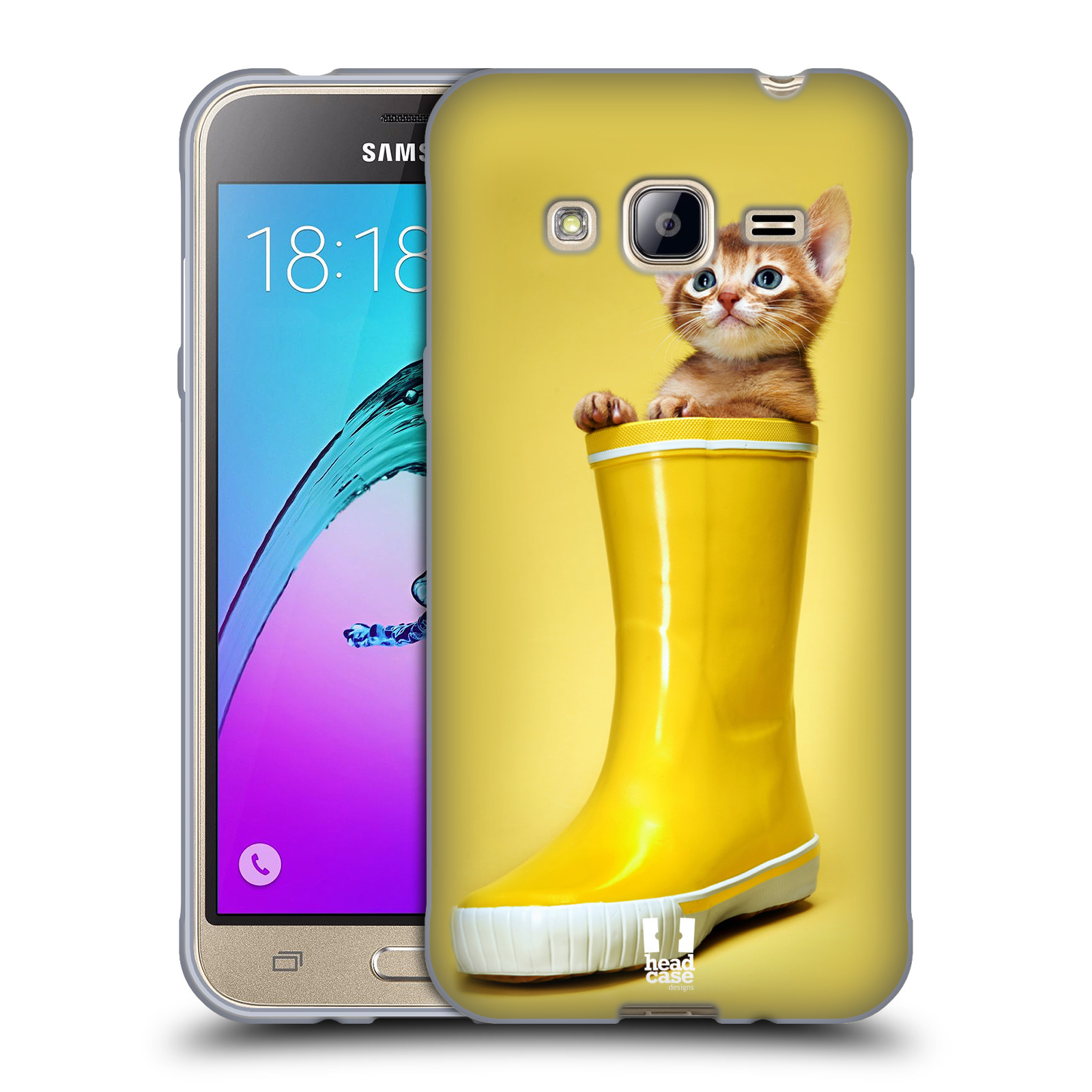 HEAD CASE silikonový obal na mobil Samsung Galaxy J3, J3 2016 vzor Legrační zvířátka kotě v botě žlutá