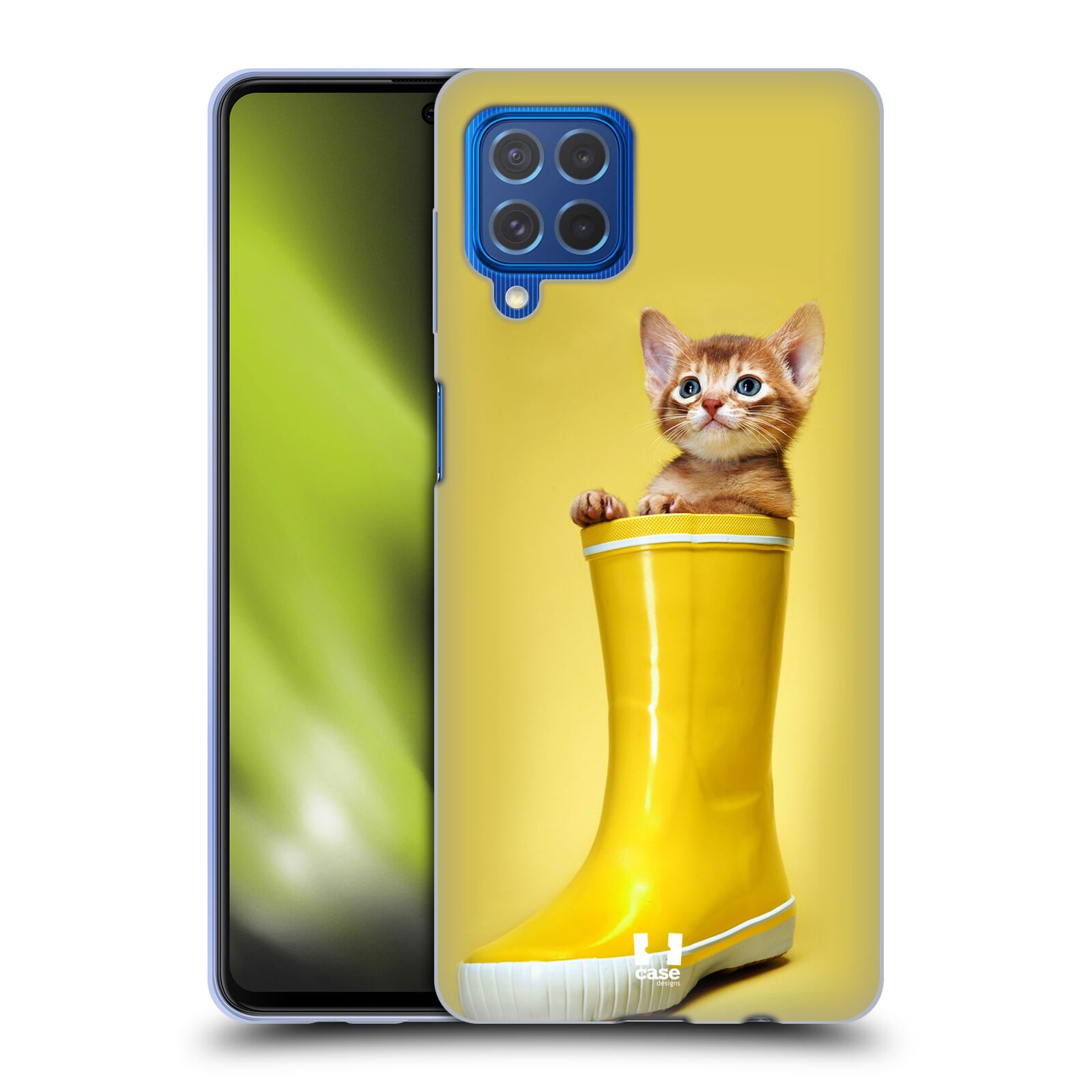 Plastový obal HEAD CASE na mobil Samsung Galaxy M62 vzor Legrační zvířátka kotě v botě žlutá