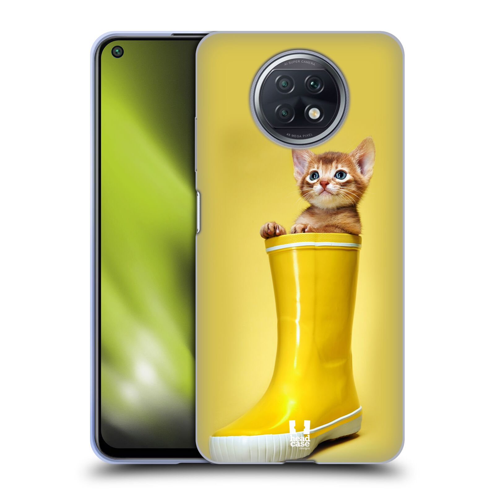 Plastový obal HEAD CASE na mobil Xiaomi Redmi Note 9T vzor Legrační zvířátka kotě v botě žlutá