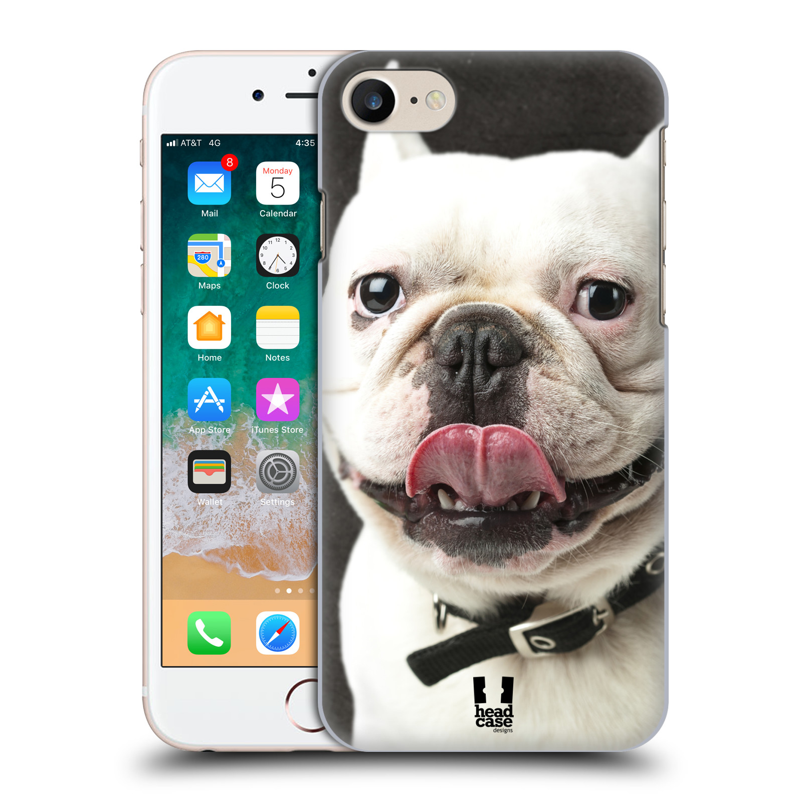 HEAD CASE plastový obal na mobil Apple Iphone 7 vzor Legrační zvířátka pejsek s vyplazeným jazykem BULDOK