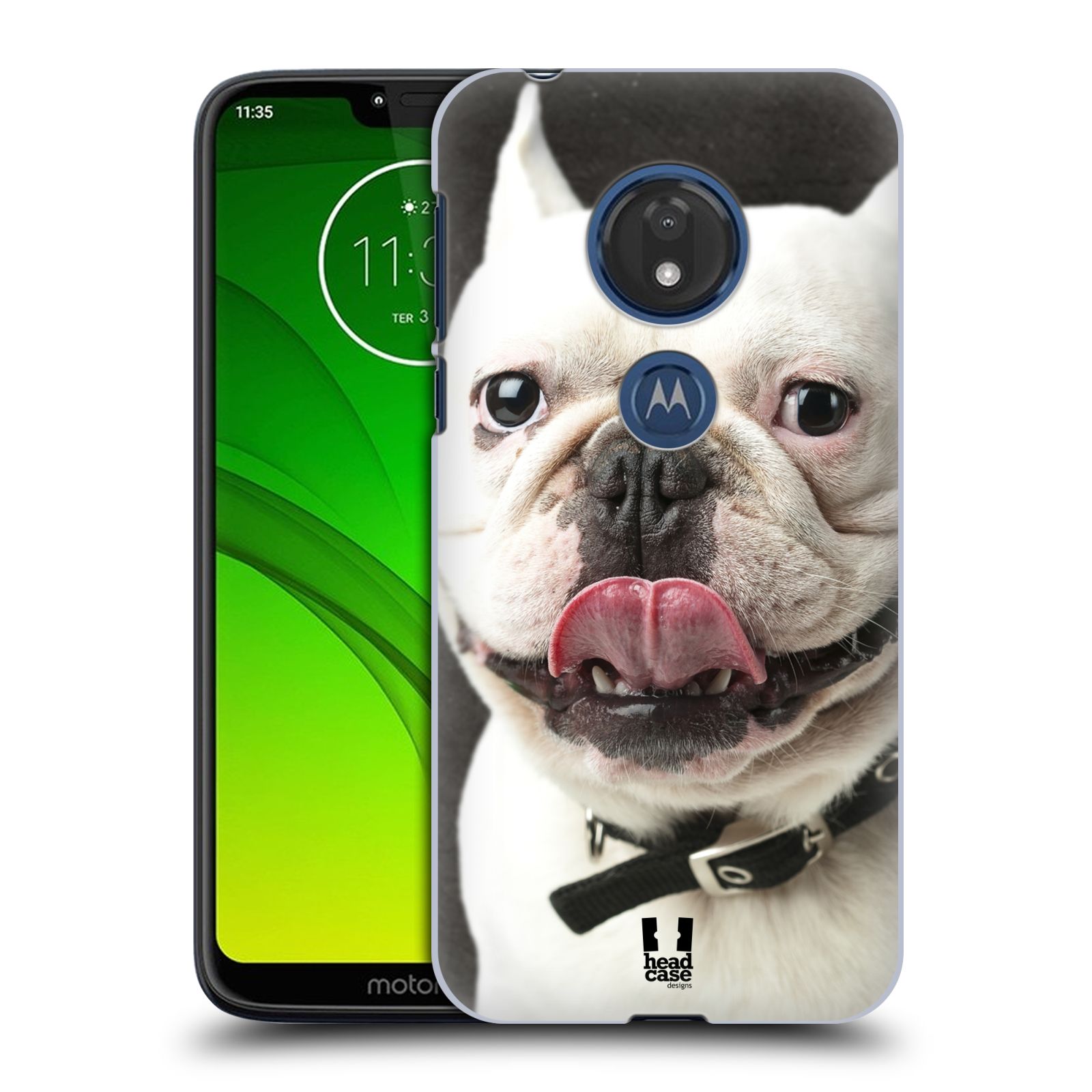 Pouzdro na mobil Motorola Moto G7 Play vzor Legrační zvířátka pejsek s vyplazeným jazykem BULDOK