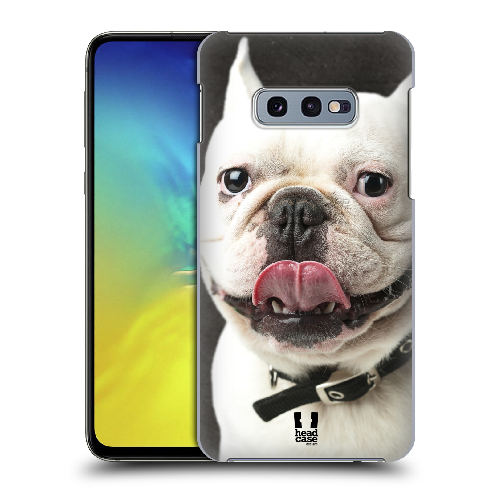 Pouzdro na mobil Samsung Galaxy S10e - HEAD CASE - vzor Legrační zvířátka pejsek s vyplazeným jazykem BULDOK