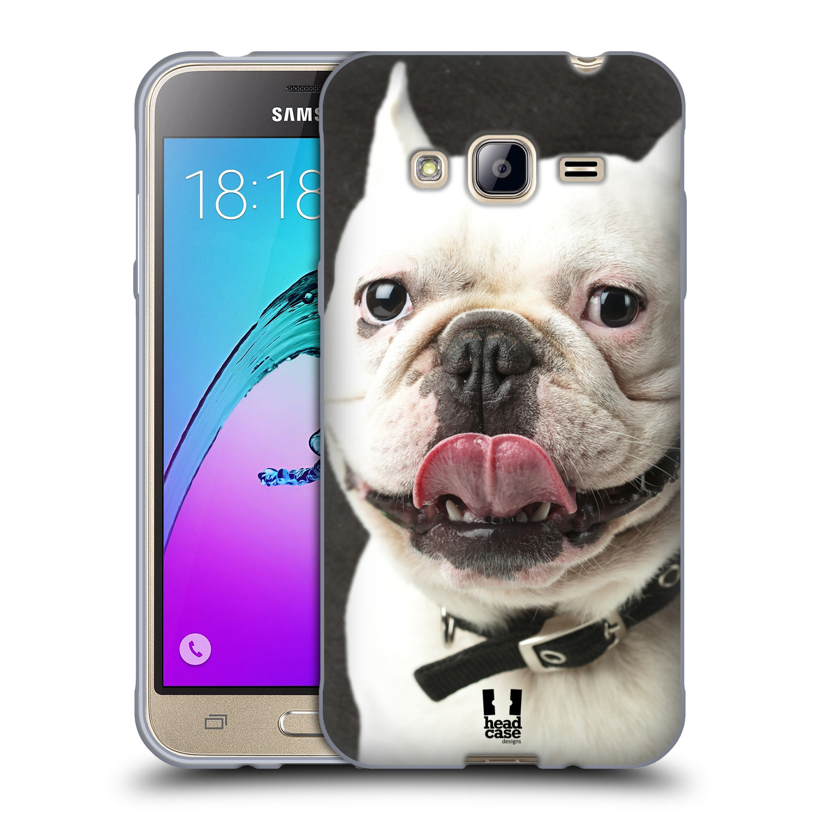 HEAD CASE silikonový obal na mobil Samsung Galaxy J3, J3 2016 vzor Legrační zvířátka pejsek s vyplazeným jazykem BULDOK
