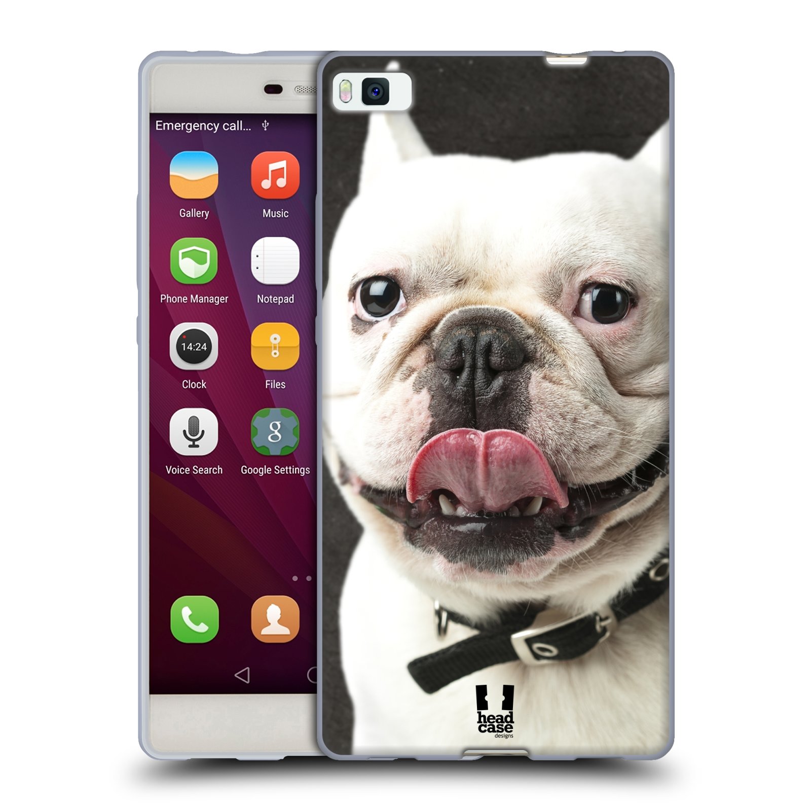 HEAD CASE silikonový obal na mobil Huawei P8 Legrační zvířátka Pejsek Buldog vyplazující jazyk