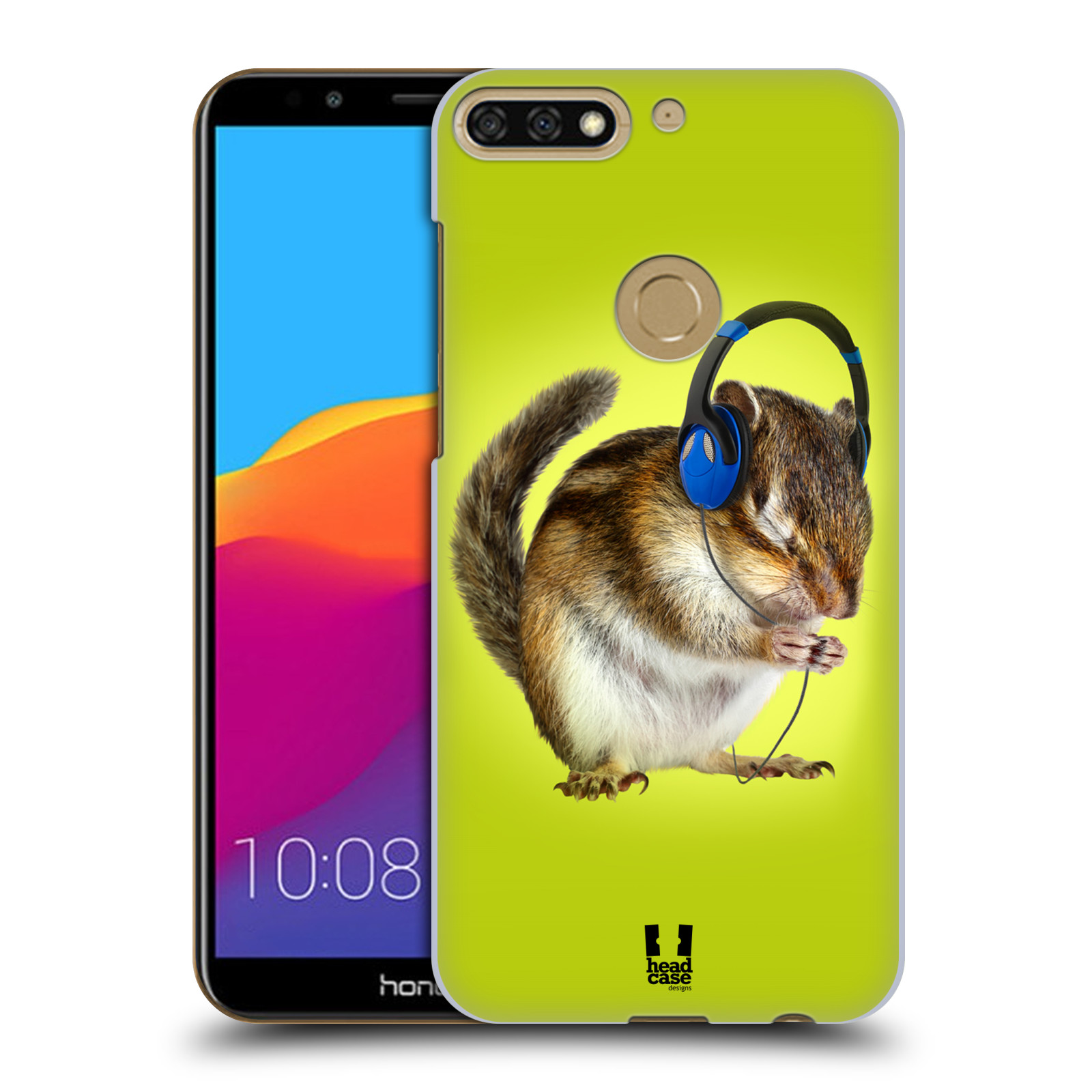 HEAD CASE plastový obal na mobil Honor 7c vzor Legrační zvířátka veverka se sluchátky
