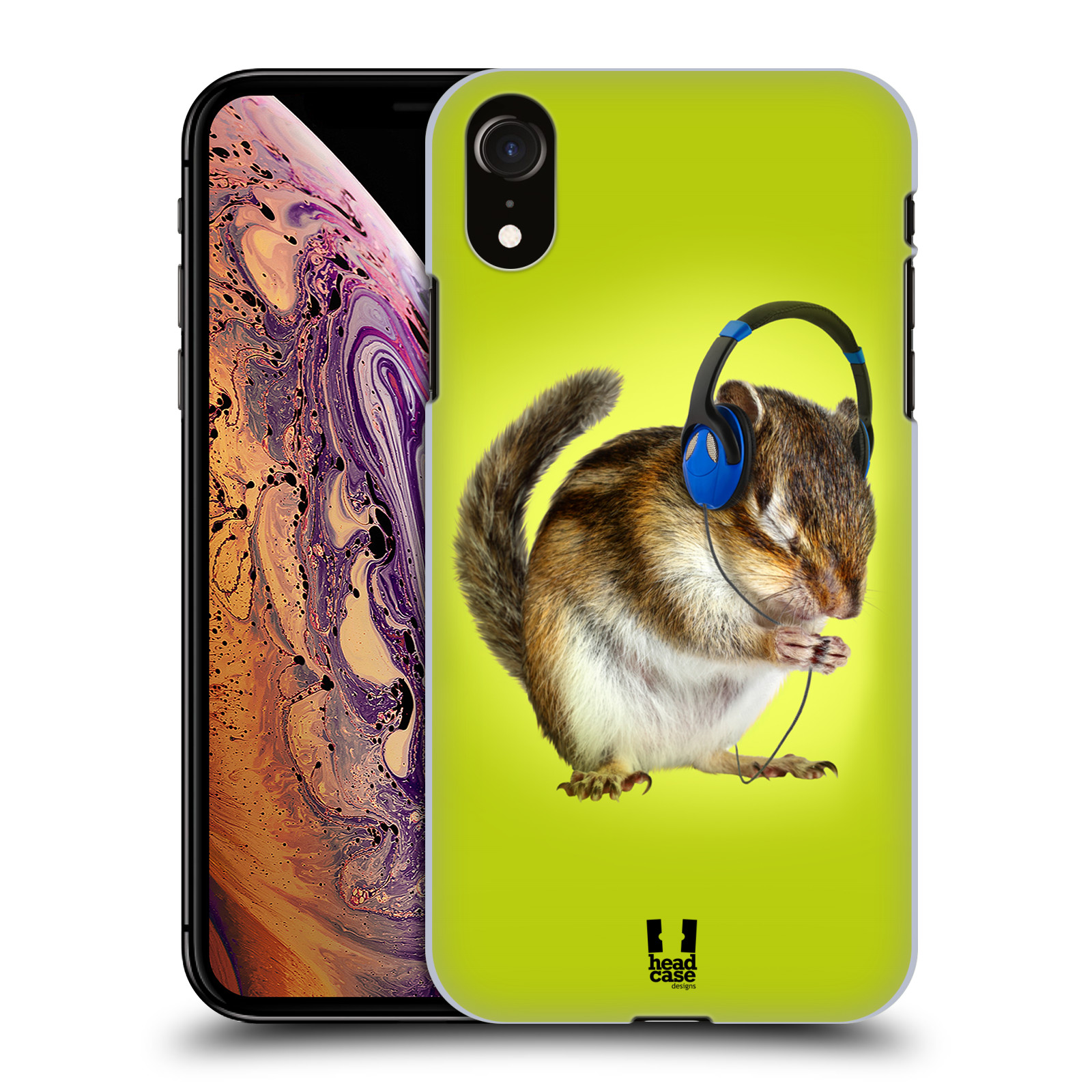 HEAD CASE plastový obal na mobil Apple Iphone XR vzor Legrační zvířátka veverka se sluchátky