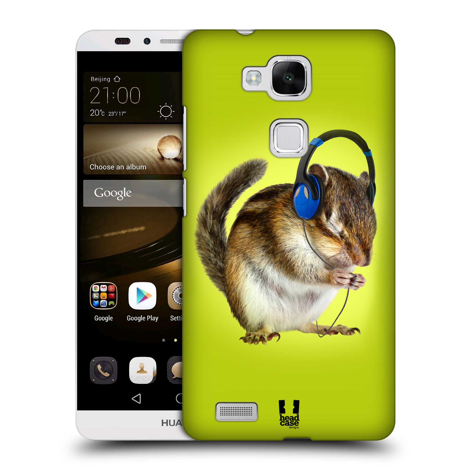 HEAD CASE plastový obal na mobil Huawei Mate 7 vzor Legrační zvířátka veverka se sluchátky