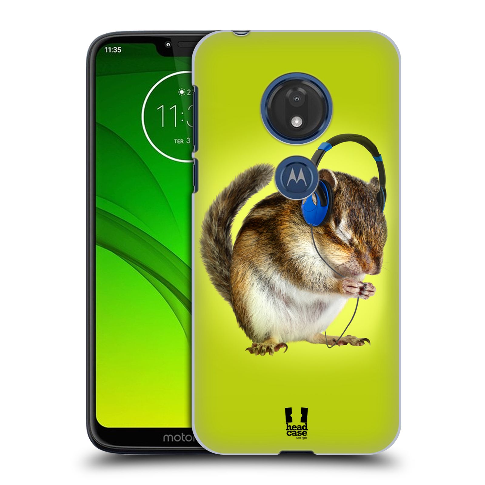 Pouzdro na mobil Motorola Moto G7 Play vzor Legrační zvířátka veverka se sluchátky