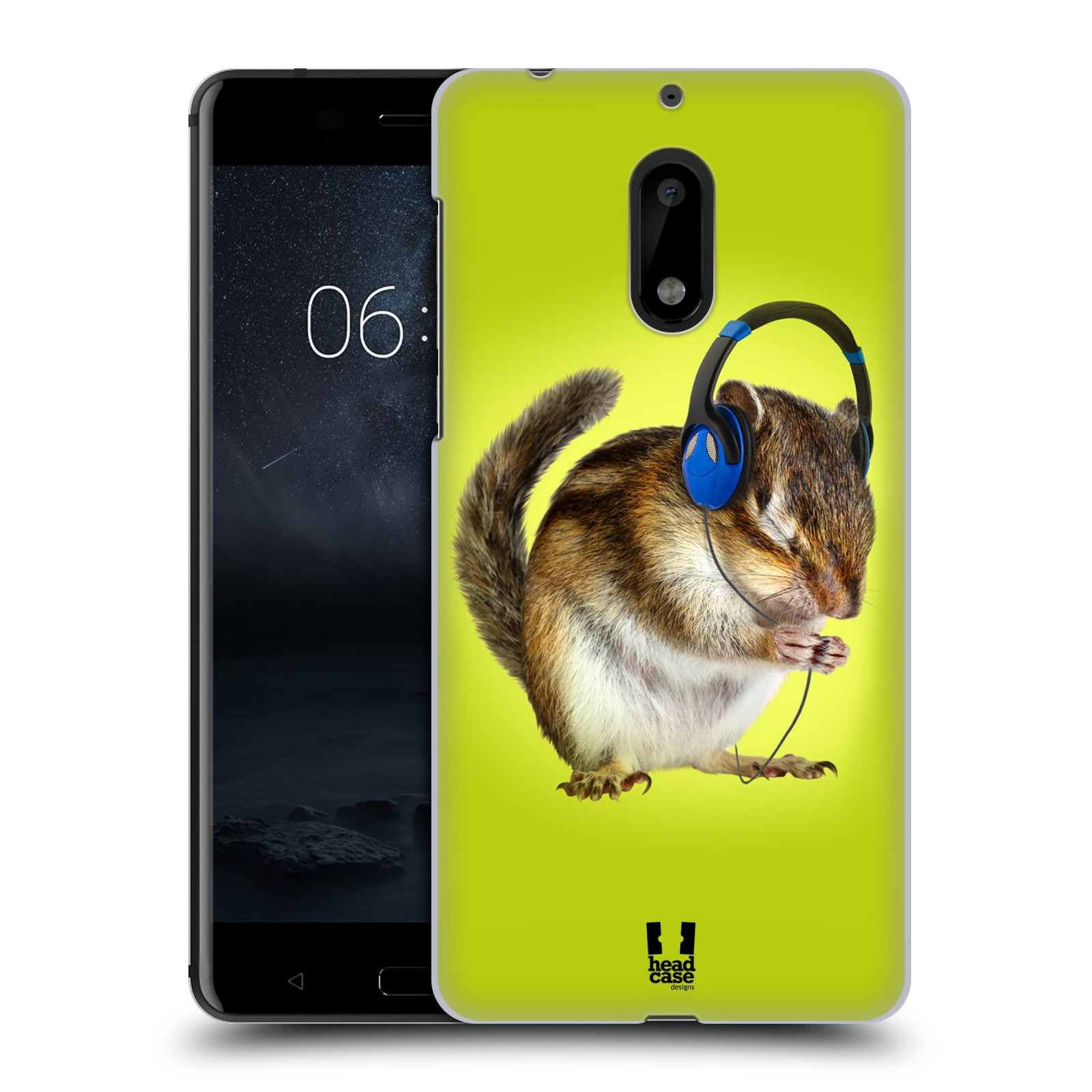 HEAD CASE plastový obal na mobil Nokia 6 vzor Legrační zvířátka veverka se sluchátky