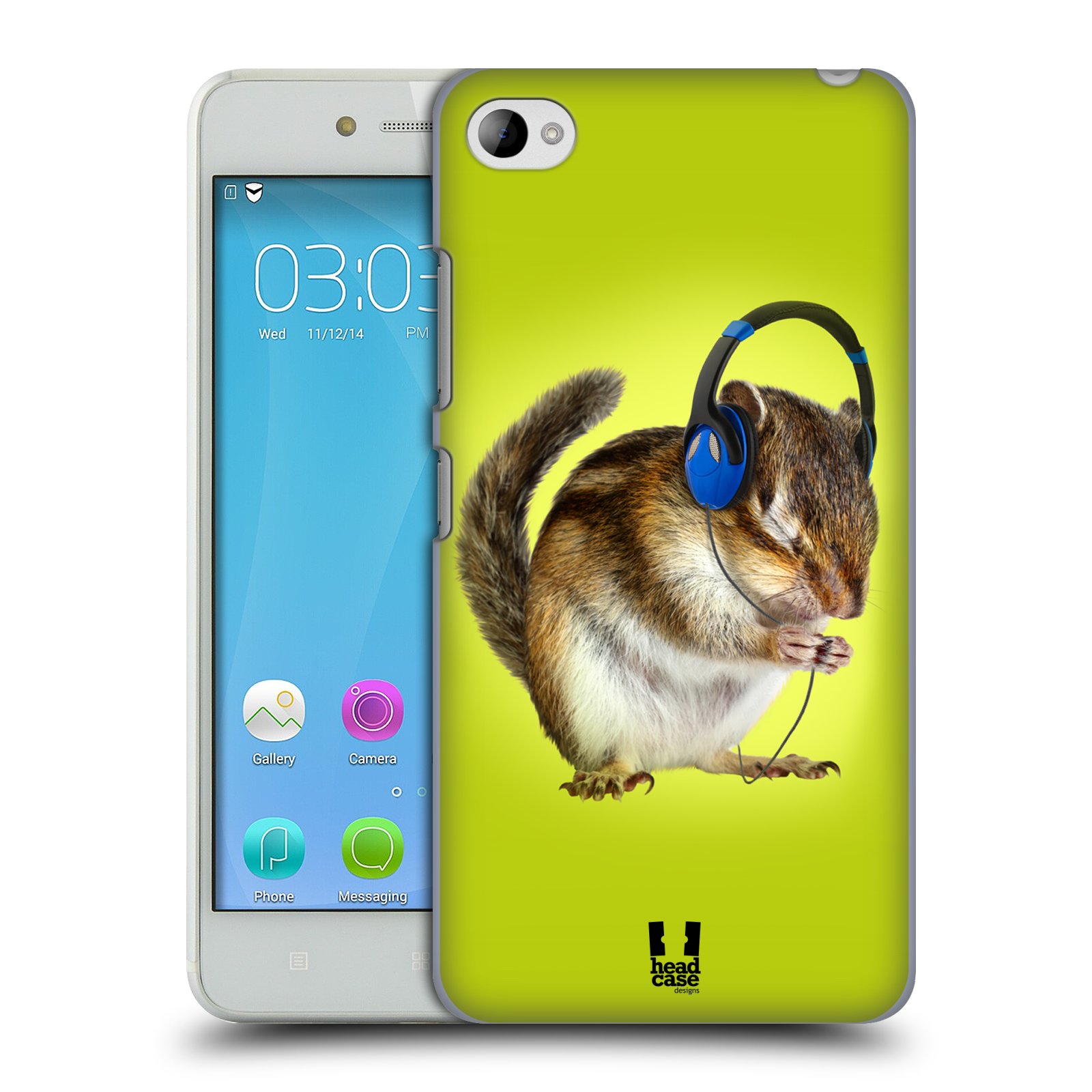 HEAD CASE pevný plastový obal na mobil LENOVO S90 vzor Legrační zvířátka veverka se sluchátky