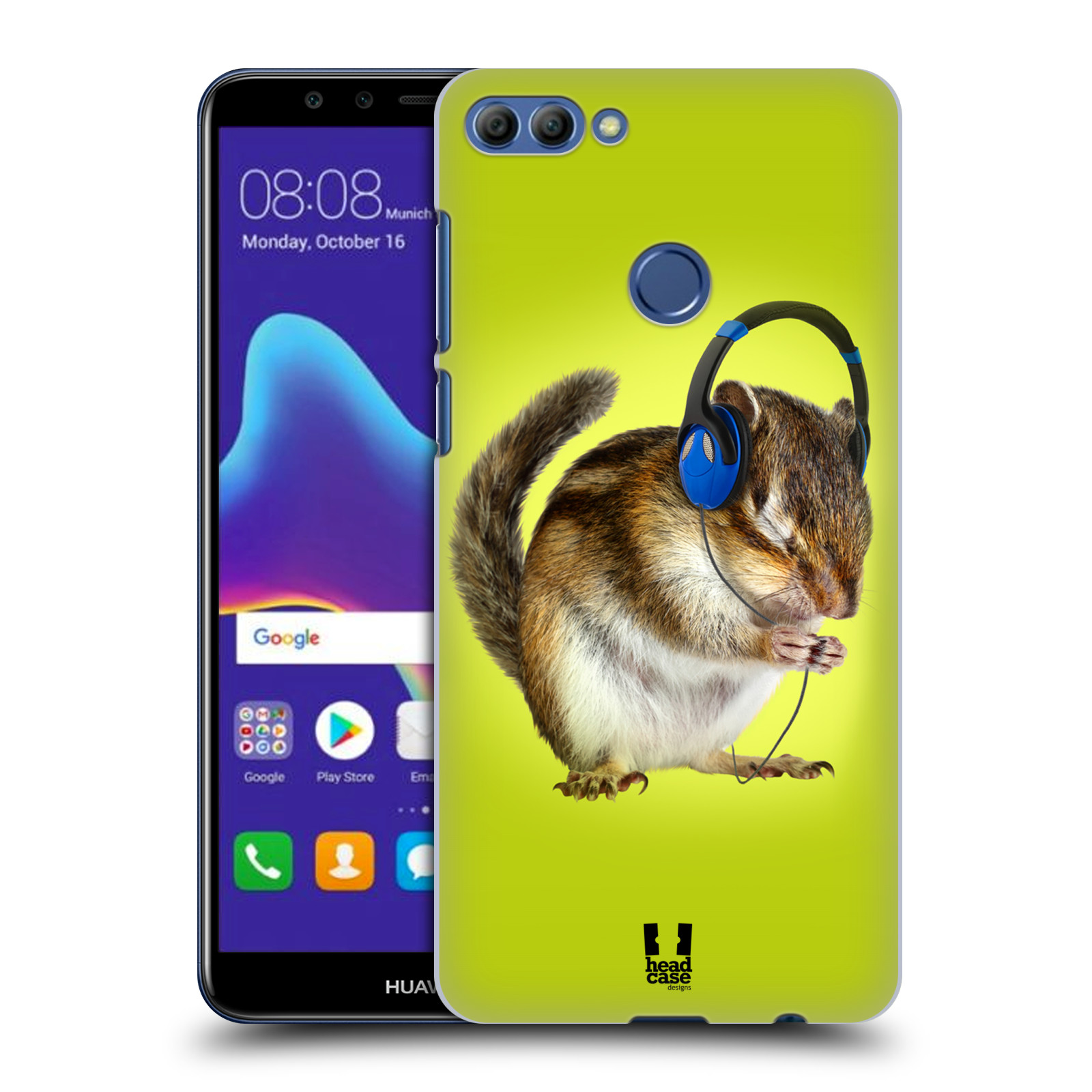 HEAD CASE plastový obal na mobil Huawei Y9 2018 vzor Legrační zvířátka veverka se sluchátky