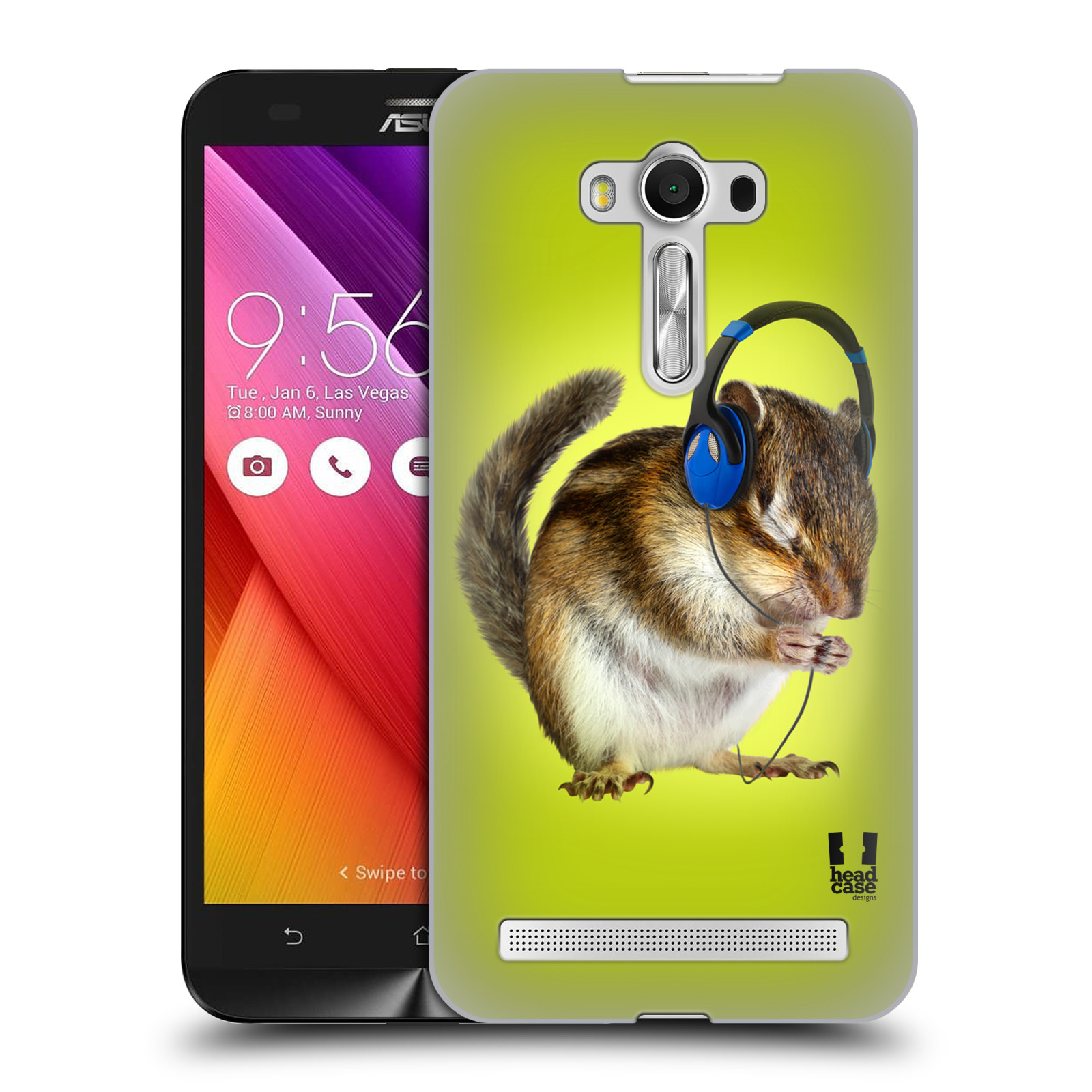 HEAD CASE plastový obal na mobil Asus Zenfone 2 LASER (5,5 displej ZE550KL) vzor Legrační zvířátka veverka se sluchátky