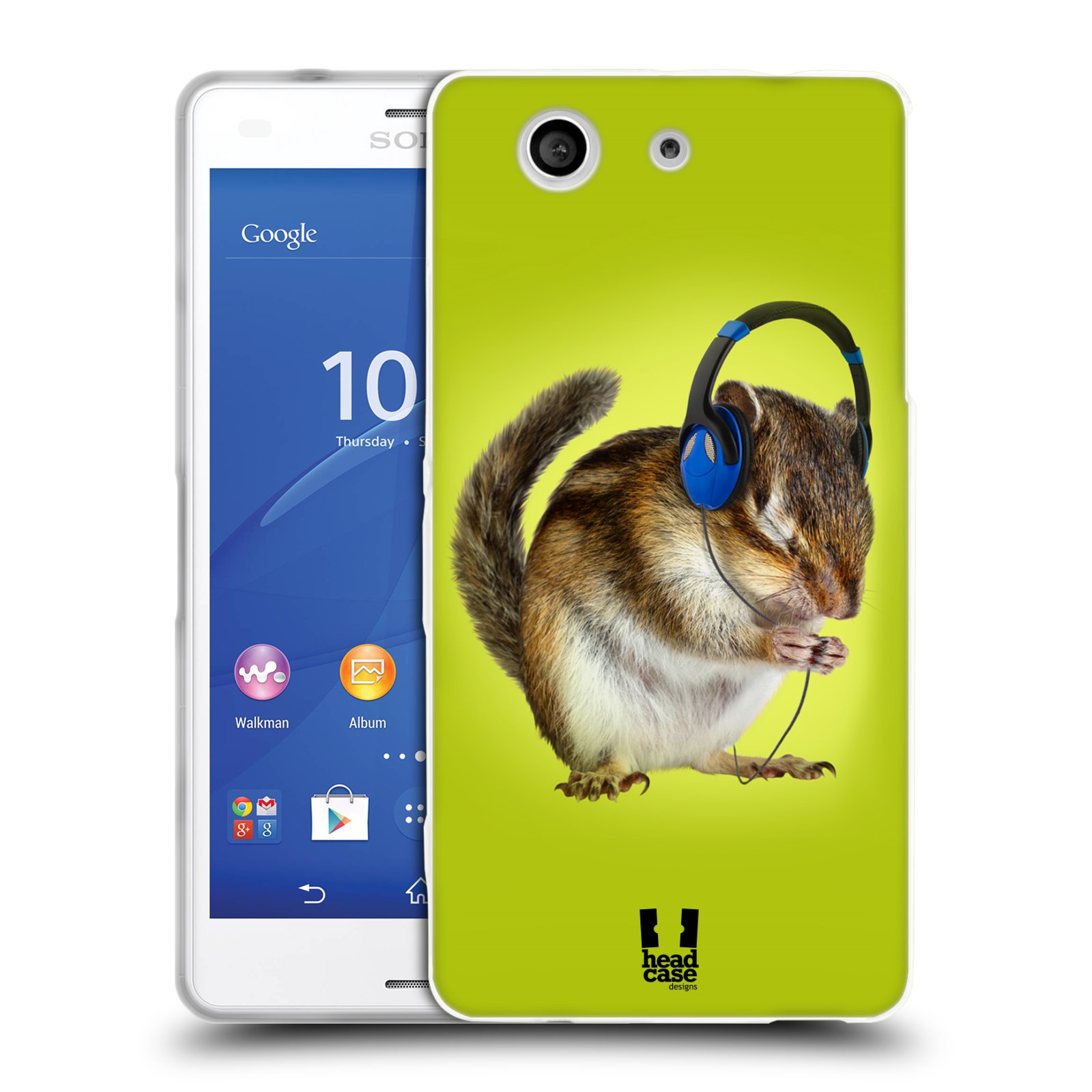 HEAD CASE silikonový obal na mobil Sony Xperia Z3 COMPACT (D5803) vzor Legrační zvířátka veverka se sluchátky