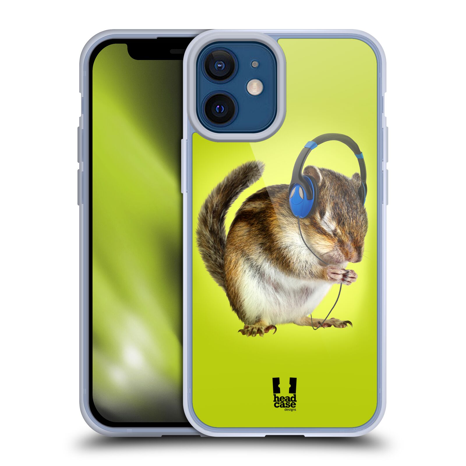 Plastový obal na mobil Apple Iphone 12 MINI vzor Legrační zvířátka veverka se sluchátky