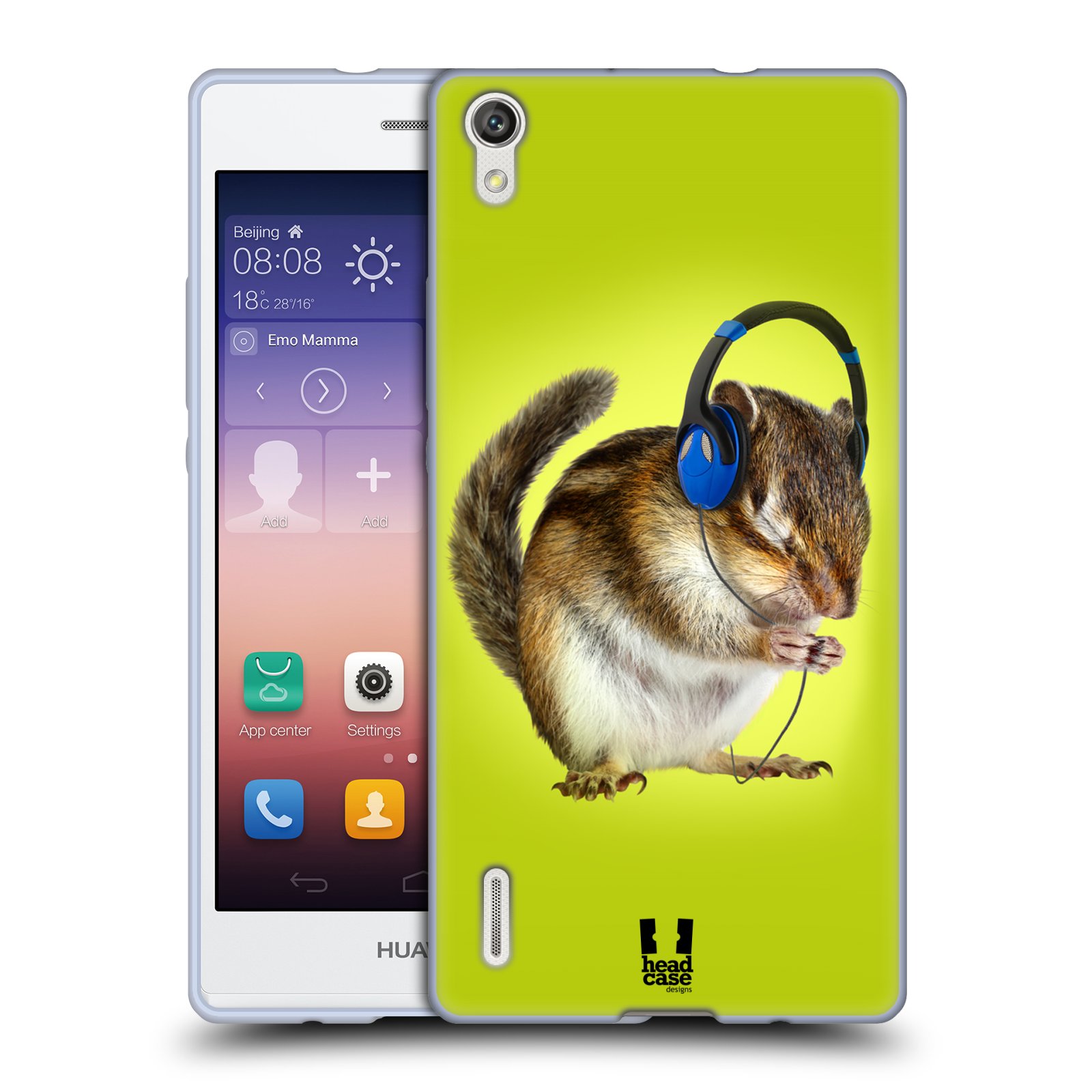 HEAD CASE silikonový obal na mobil HUAWEI Ascend P7 vzor Legrační zvířátka veverka se sluchátky