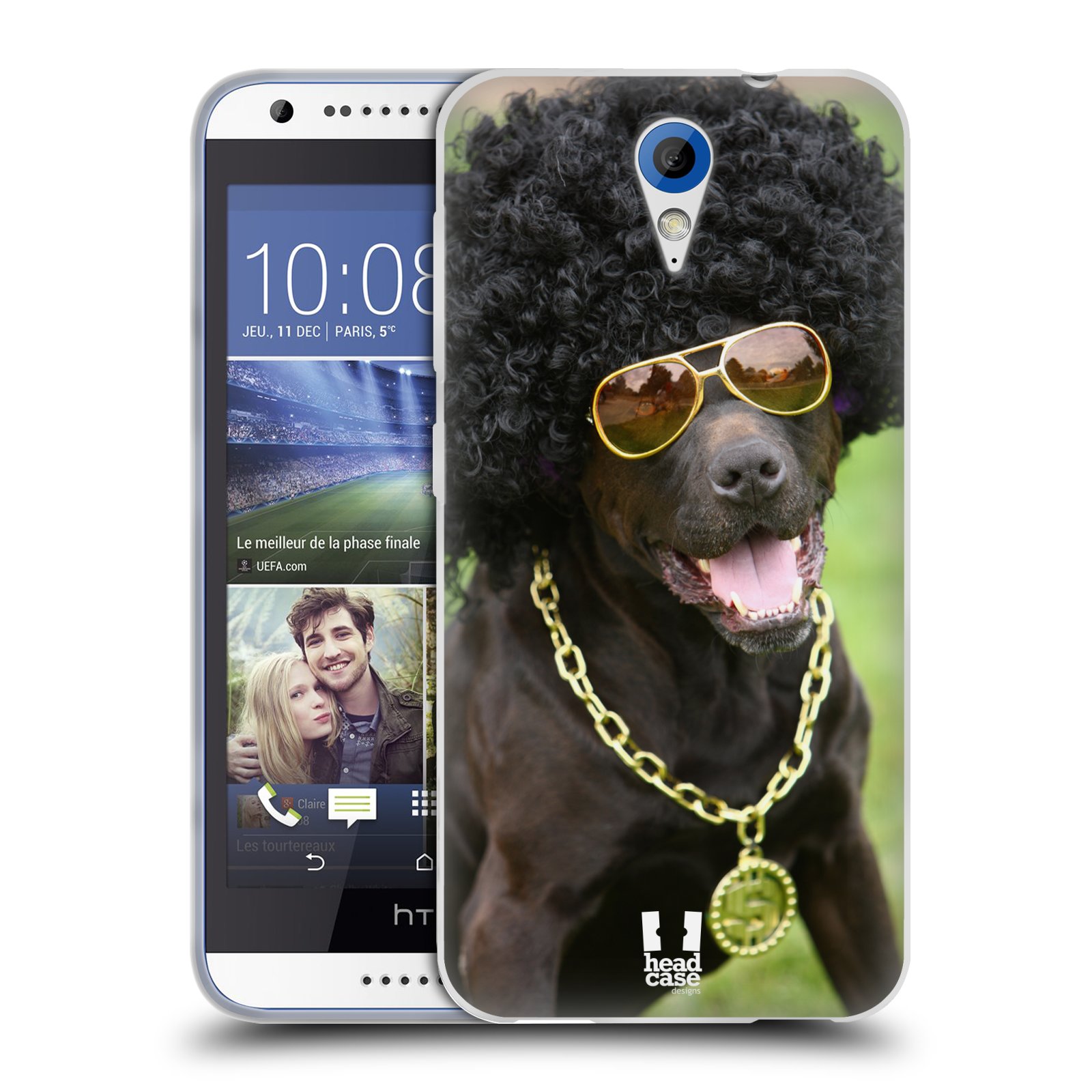 HEAD CASE silikonový obal na mobil HTC DESIRE 620 vzor Legrační zvířátka pejsek boháč