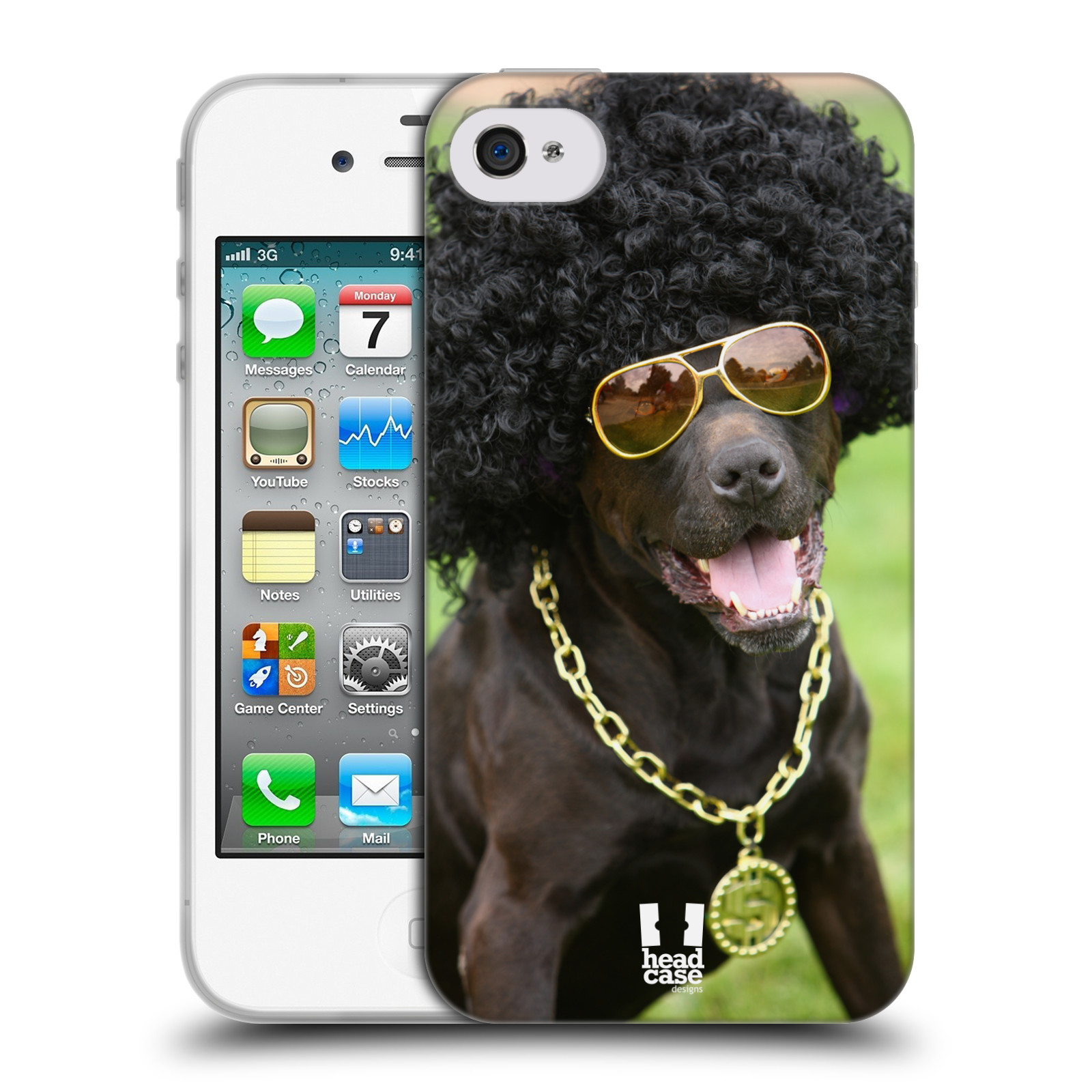 HEAD CASE silikonový obal na mobil Apple Iphone 4/4S vzor Legrační zvířátka pejsek boháč