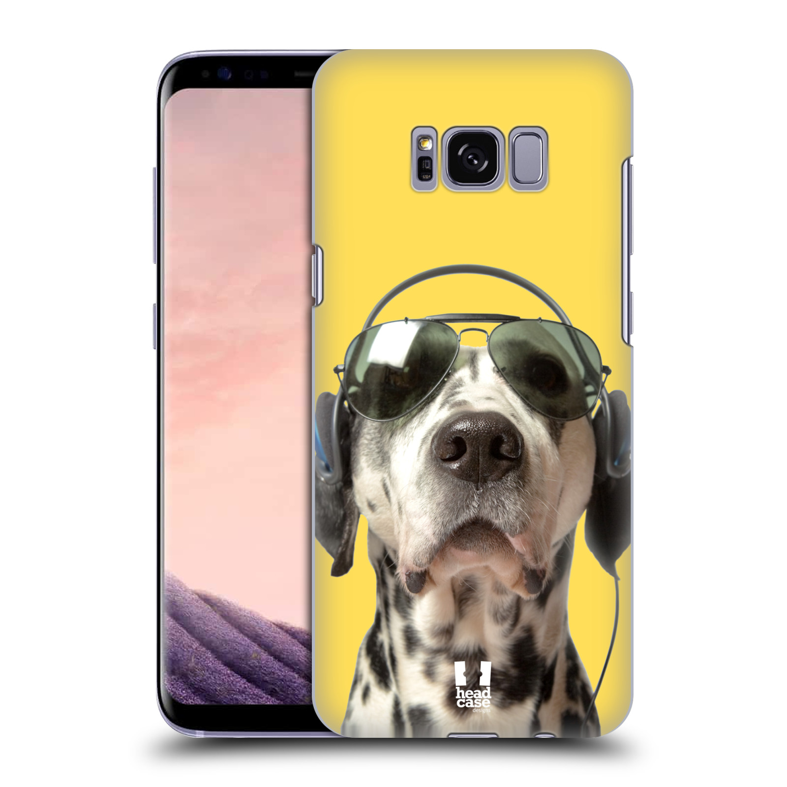 HEAD CASE plastový obal na mobil Samsung Galaxy S8 vzor Legrační zvířátka dalmatin se sluchátky žlutá