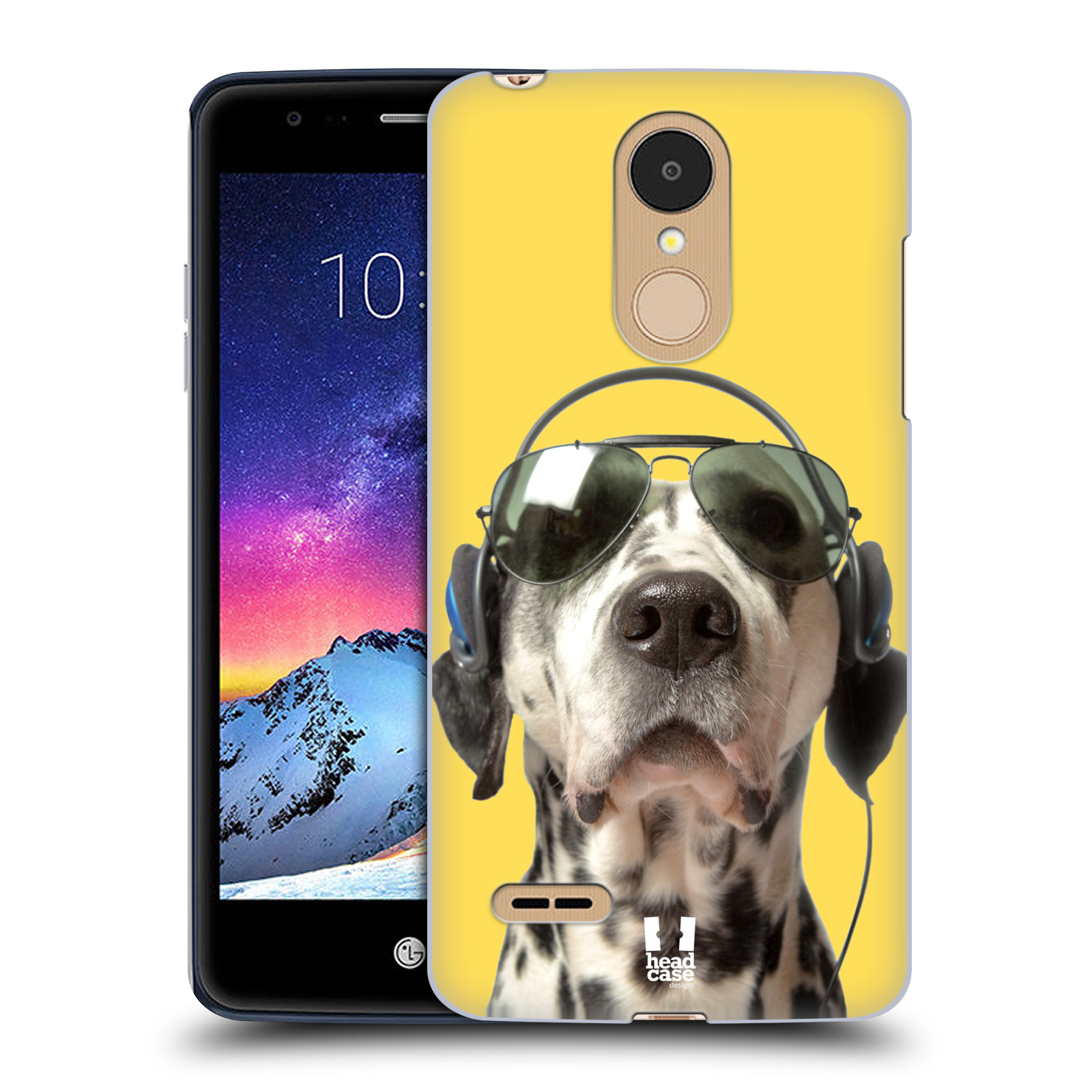 HEAD CASE plastový obal na mobil LG K9 / K8 2018 vzor Legrační zvířátka dalmatin se sluchátky žlutá
