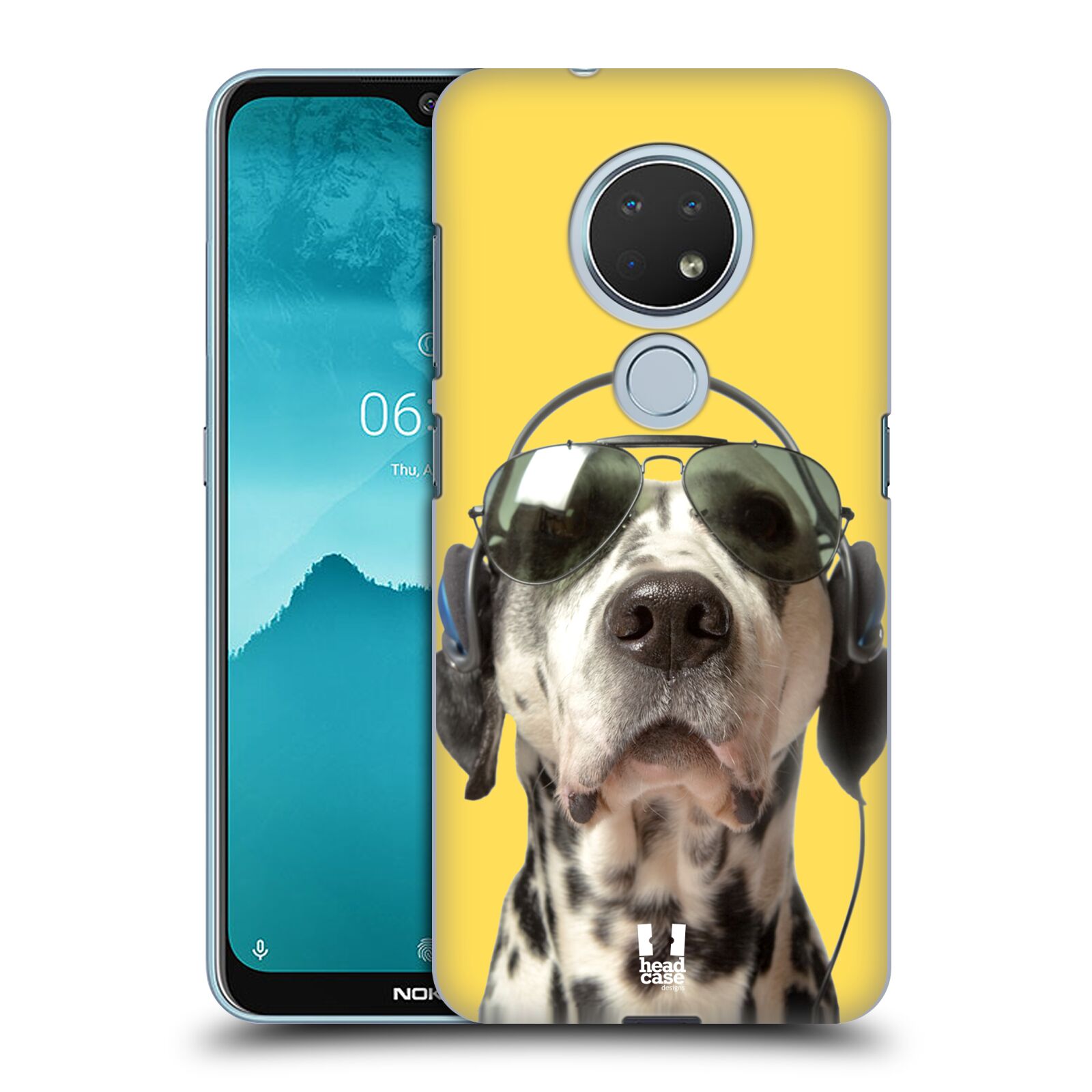 Pouzdro na mobil Nokia 6.2 - HEAD CASE - vzor Legrační zvířátka dalmatin se sluchátky žlutá