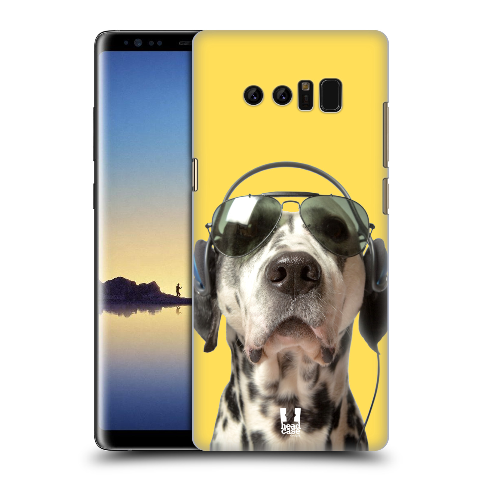 HEAD CASE plastový obal na mobil Samsung Galaxy Note 8 vzor Legrační zvířátka dalmatin se sluchátky žlutá