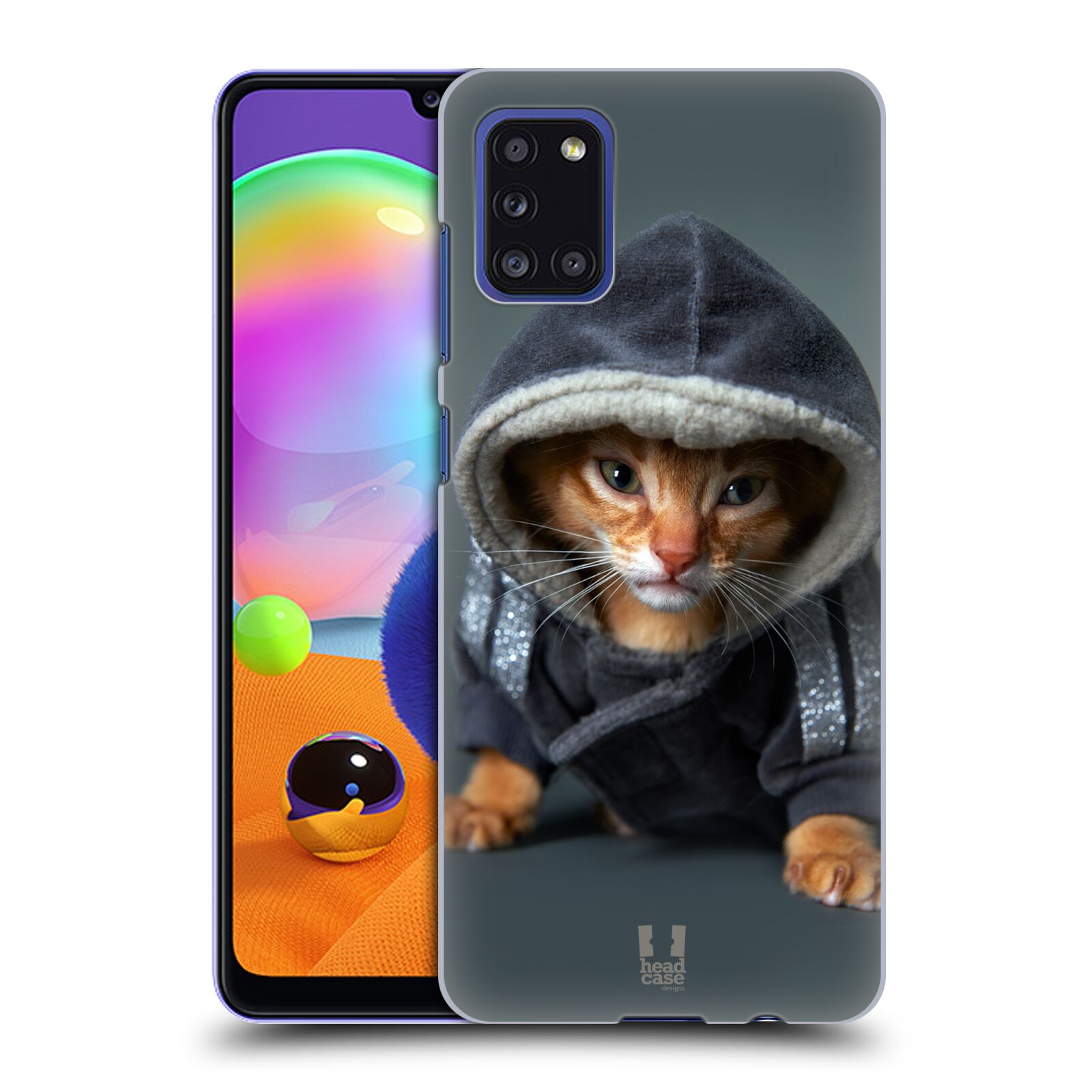 Zadní kryt na mobil Samsung Galaxy A31 vzor Legrační zvířátka kotě/kočička s kapucí