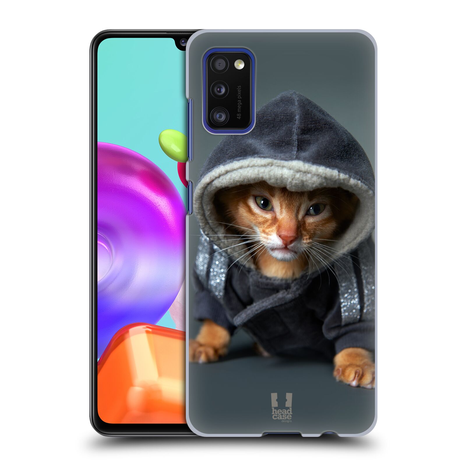 Zadní kryt na mobil Samsung Galaxy A41 vzor Legrační zvířátka kotě/kočička s kapucí