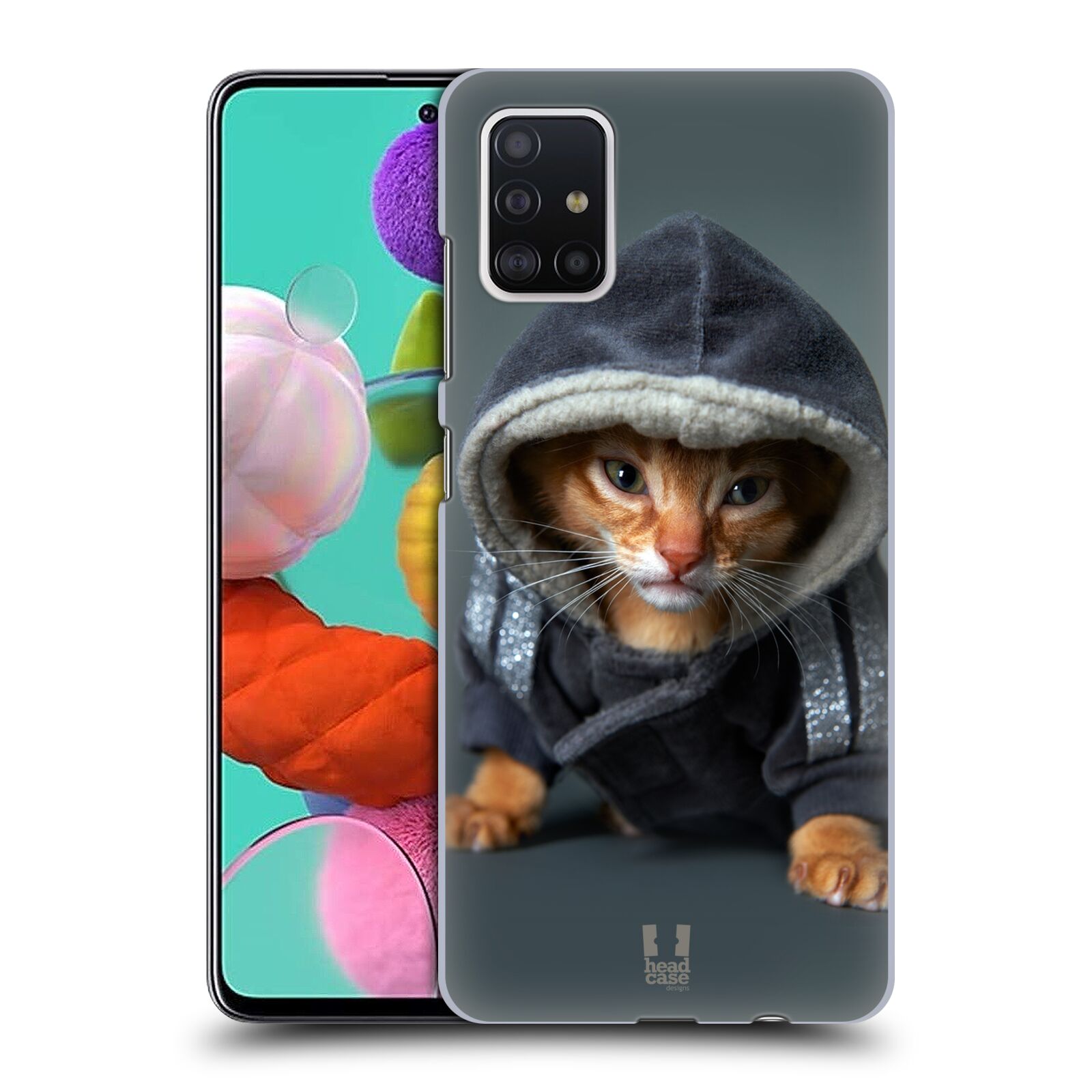Pouzdro na mobil Samsung Galaxy A51 - HEAD CASE - vzor Legrační zvířátka kotě/kočička s kapucí