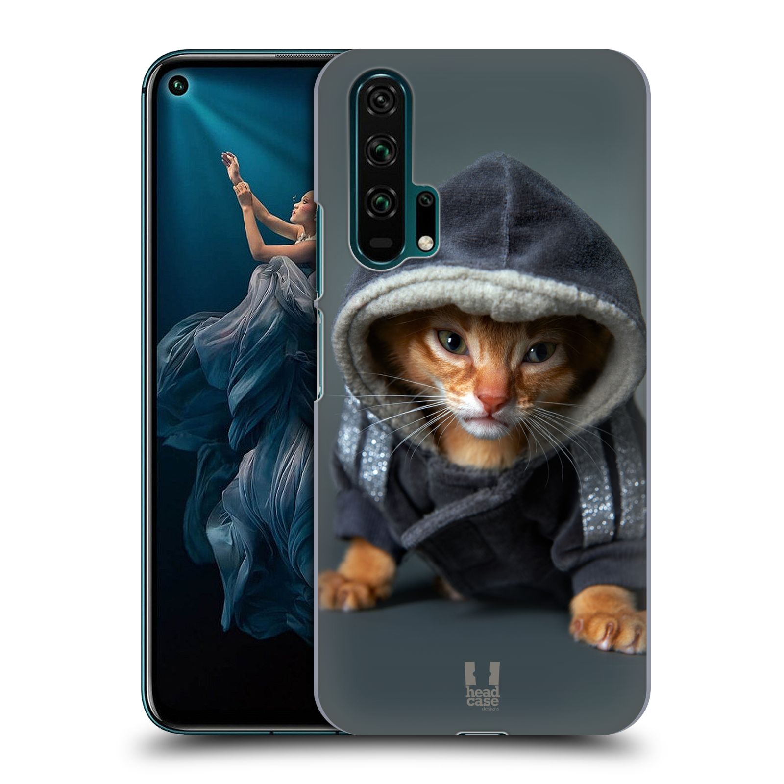 Pouzdro na mobil Honor 20 PRO - HEAD CASE - vzor Legrační zvířátka kotě/kočička s kapucí