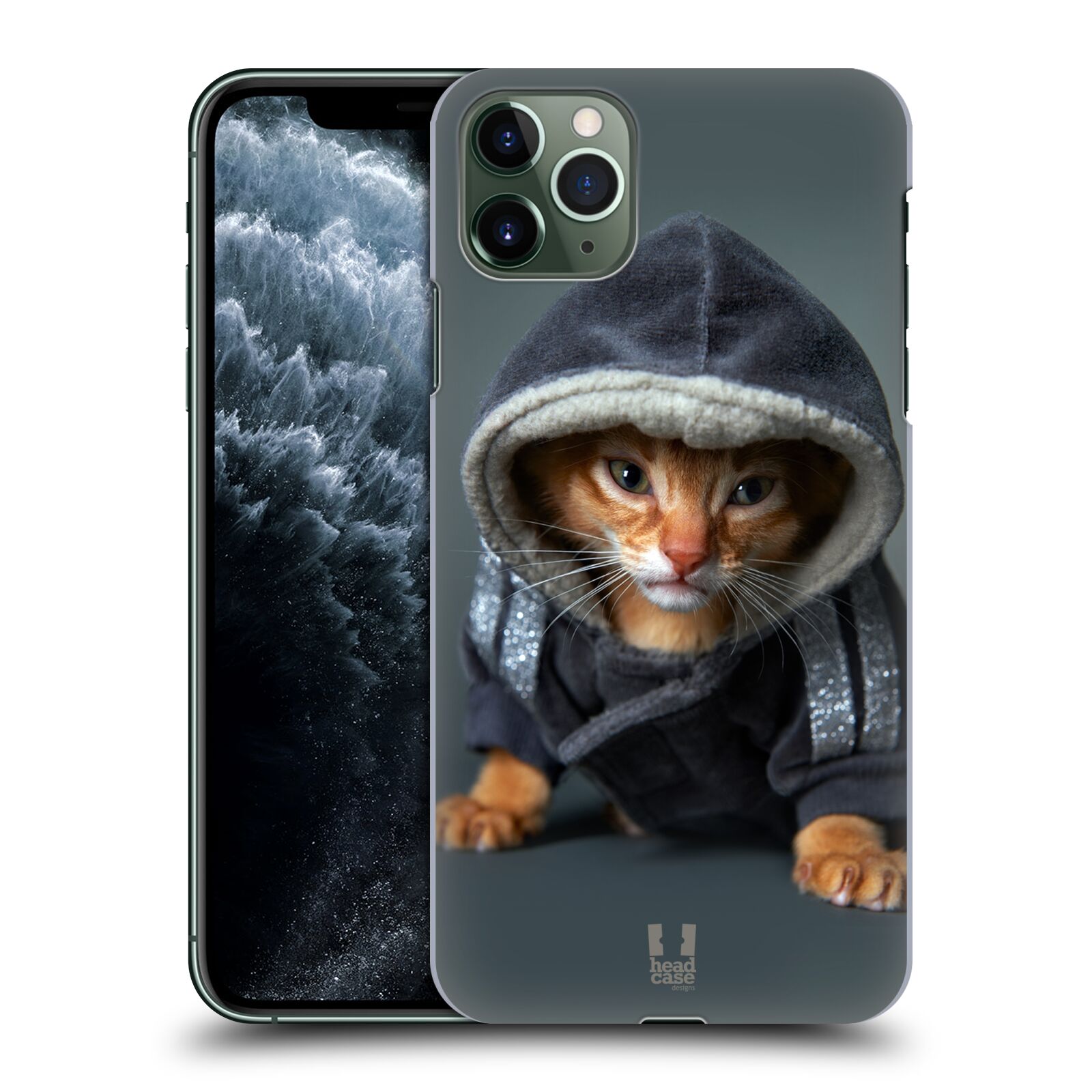 Pouzdro na mobil Apple Iphone 11 PRO MAX - HEAD CASE - vzor Legrační zvířátka kotě/kočička s kapucí