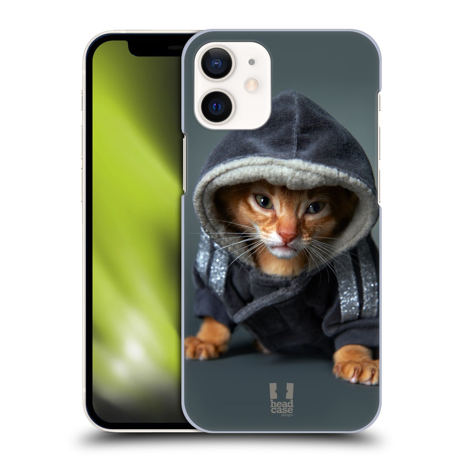 Plastový obal na mobil Apple Iphone 12 MINI vzor Legrační zvířátka kotě/kočička s kapucí