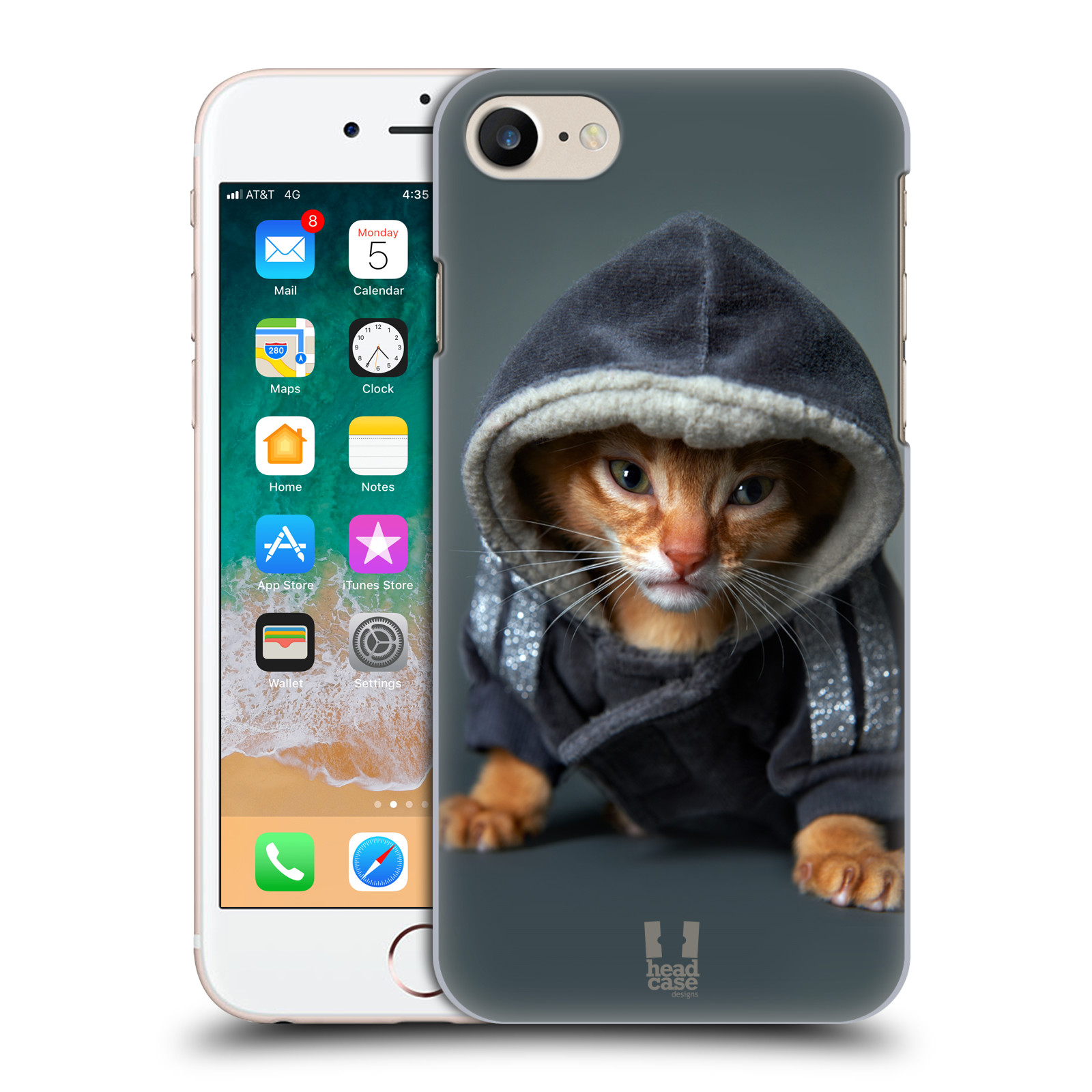 HEAD CASE plastový obal na mobil Apple Iphone 7 vzor Legrační zvířátka kotě/kočička s kapucí