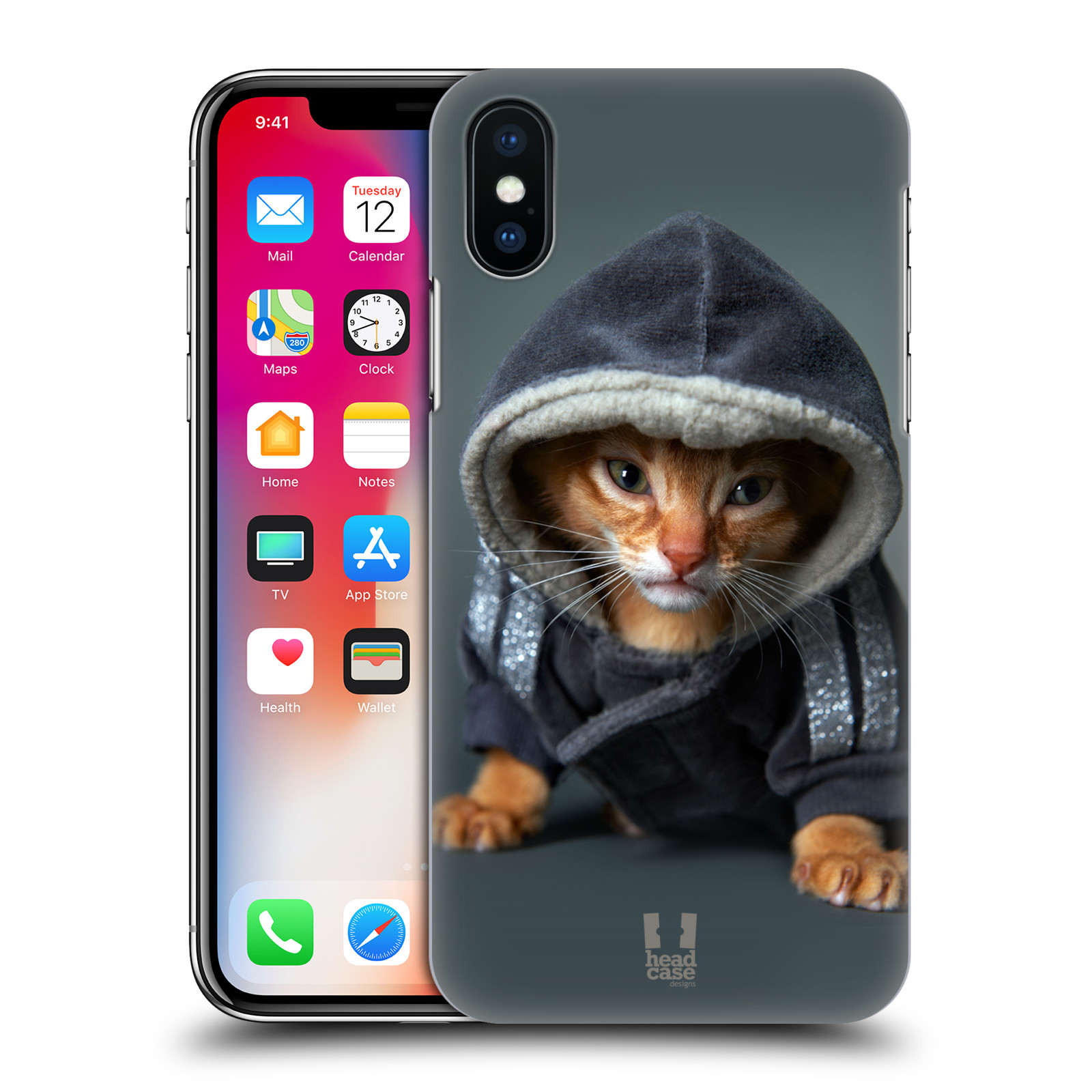 HEAD CASE plastový obal na mobil Apple Iphone X / XS vzor Legrační zvířátka kotě/kočička s kapucí