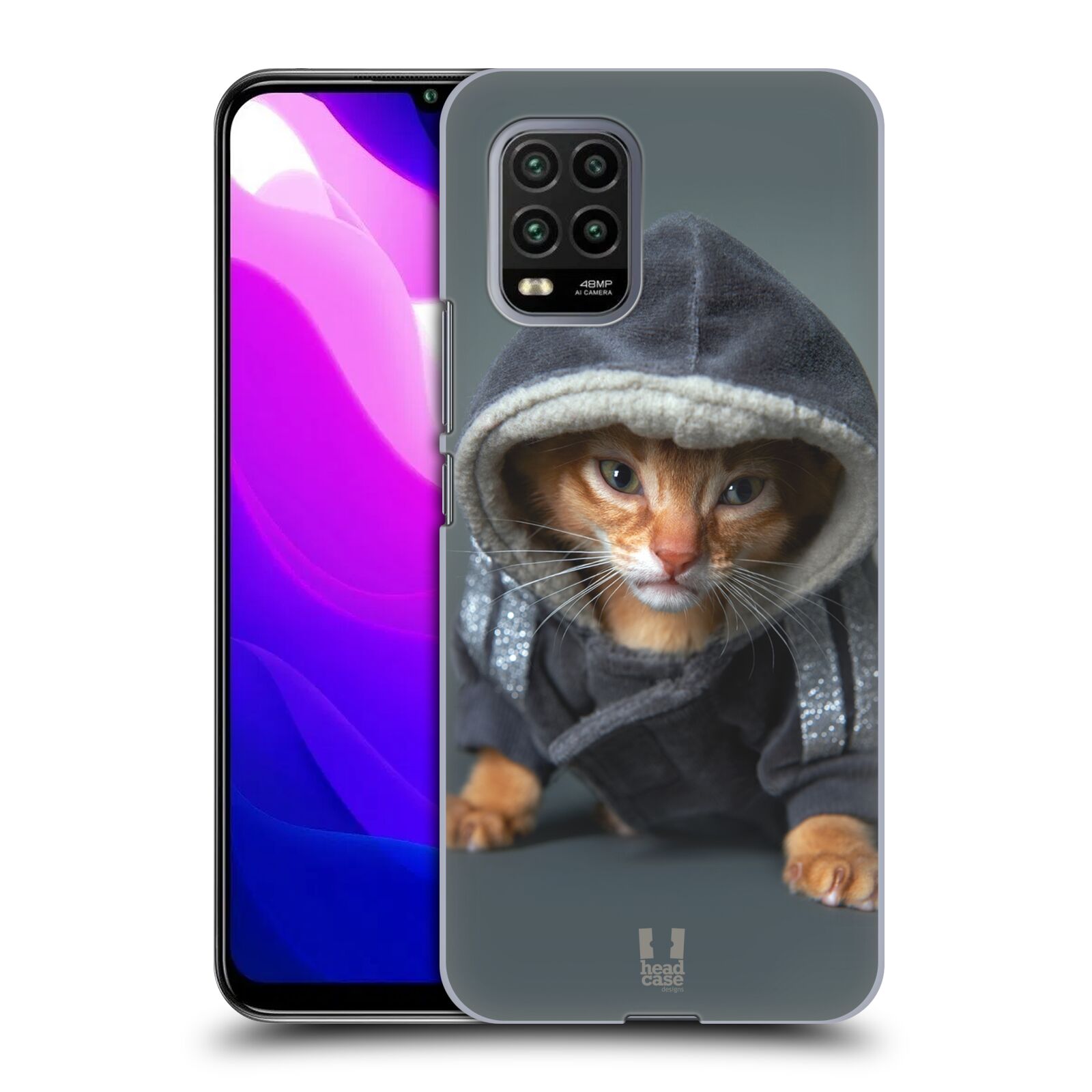 Zadní kryt, obal na mobil Xiaomi Mi 10 LITE vzor Legrační zvířátka kotě/kočička s kapucí