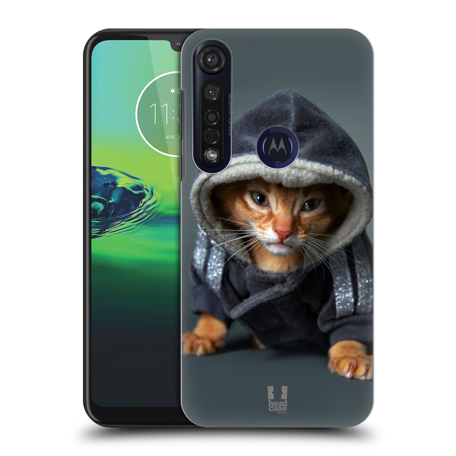 Pouzdro na mobil Motorola Moto G8 PLUS - HEAD CASE - vzor Legrační zvířátka kotě/kočička s kapucí