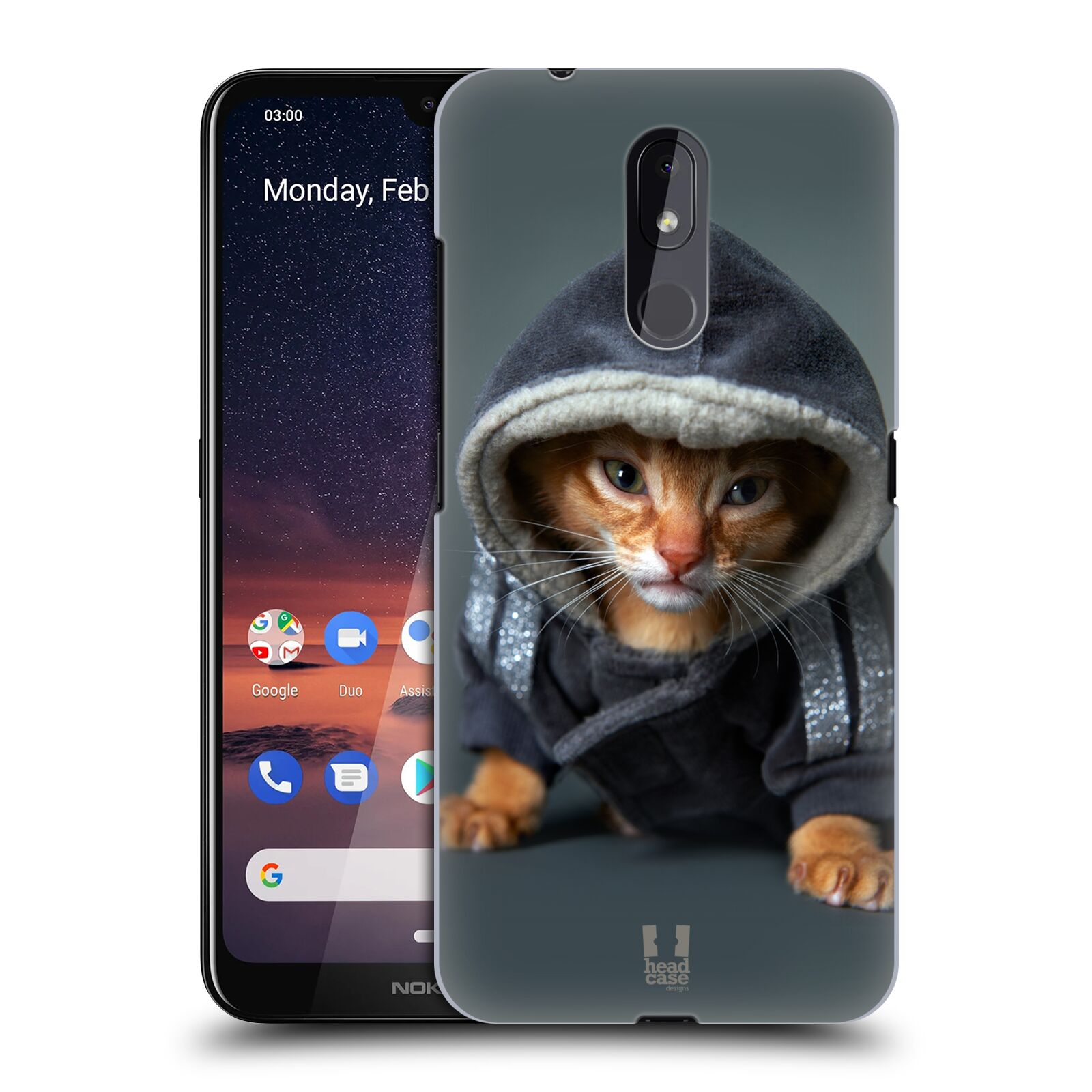 Pouzdro na mobil Nokia 3.2 - HEAD CASE - vzor Legrační zvířátka kotě/kočička s kapucí